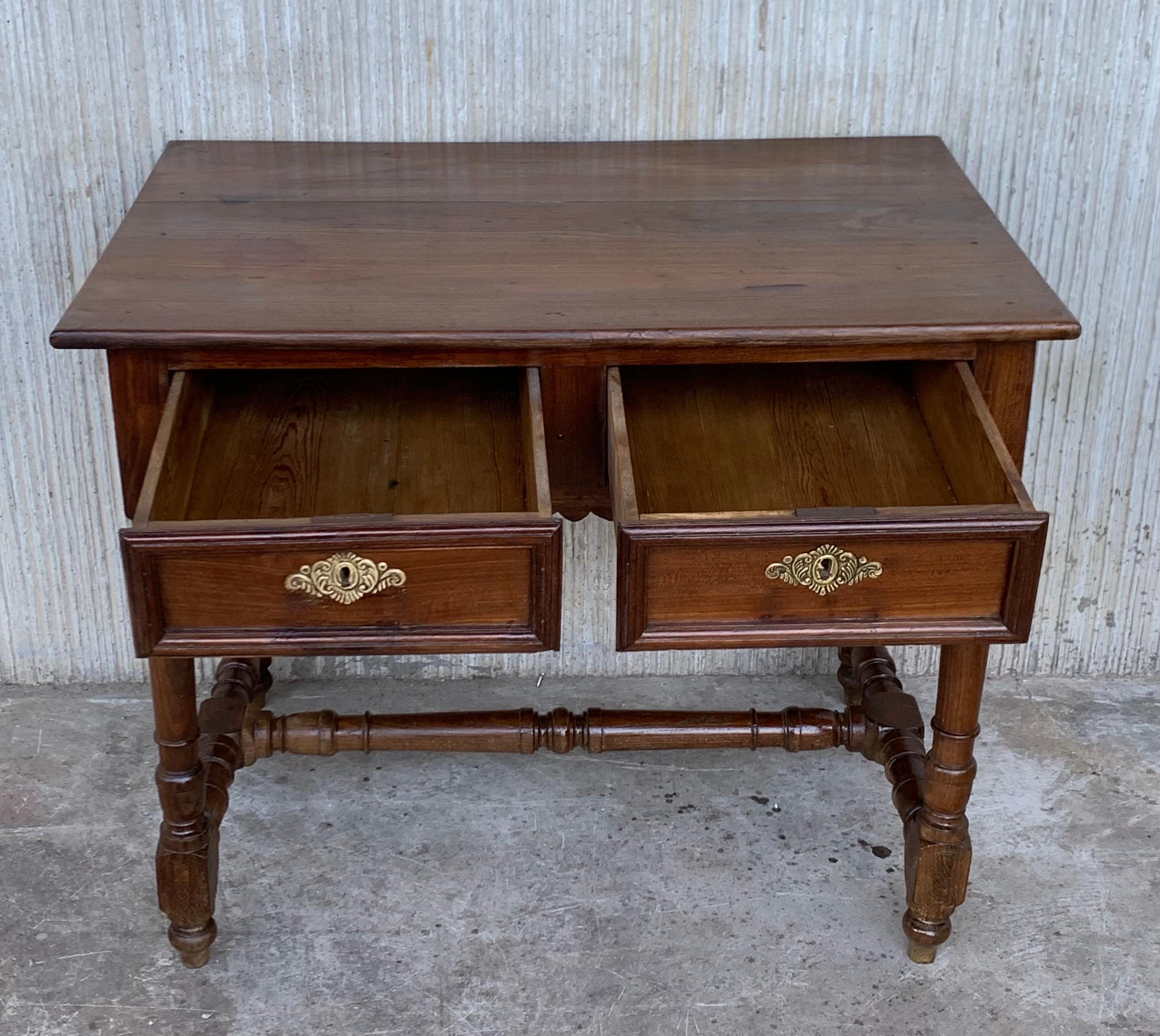 Early 20th Spanish Mobila Country Farm Desk with, Side Table or Butcher Block For Sale 1