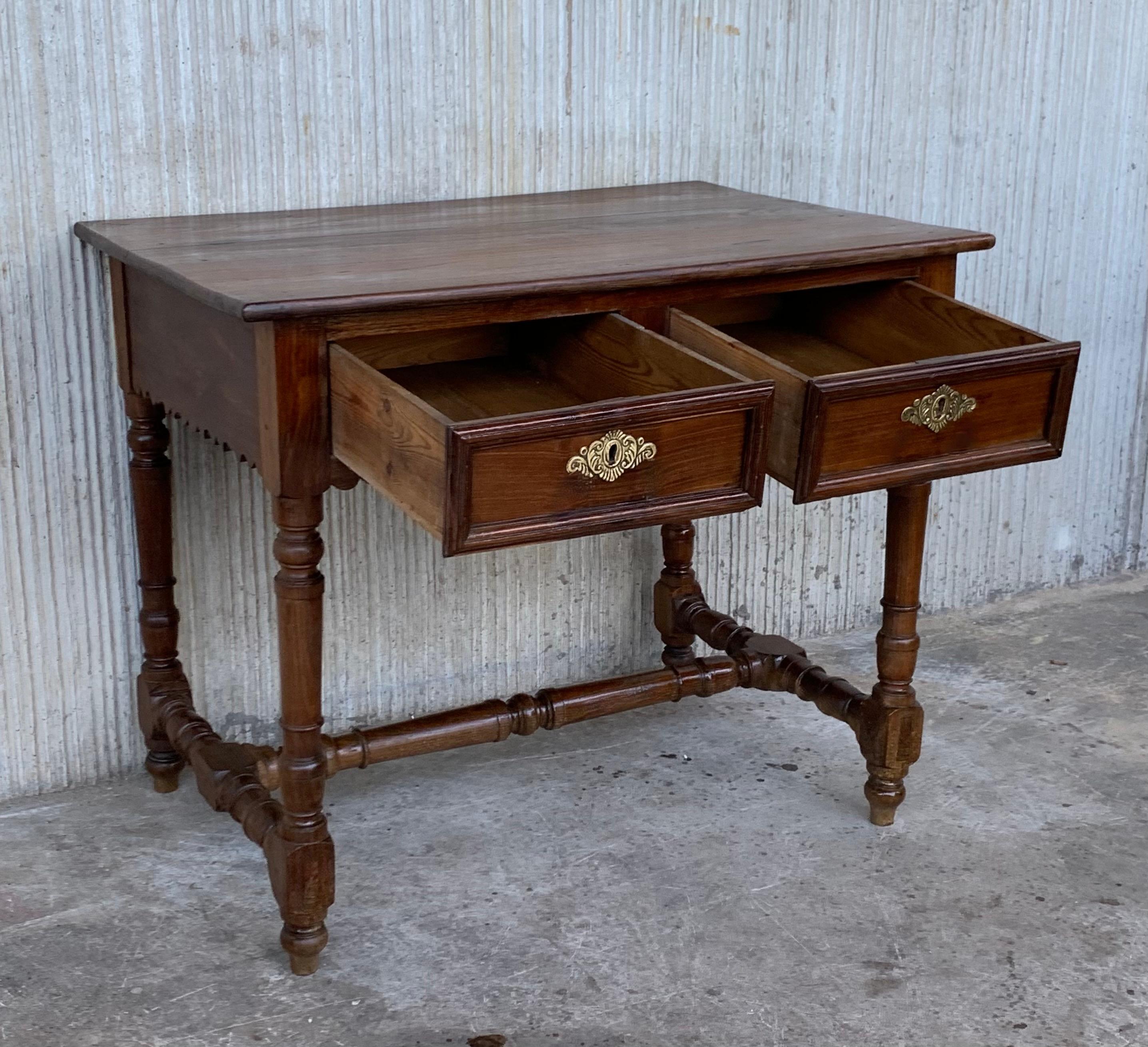 Early 20th Spanish Mobila Country Farm Desk with, Side Table or Butcher Block For Sale 2