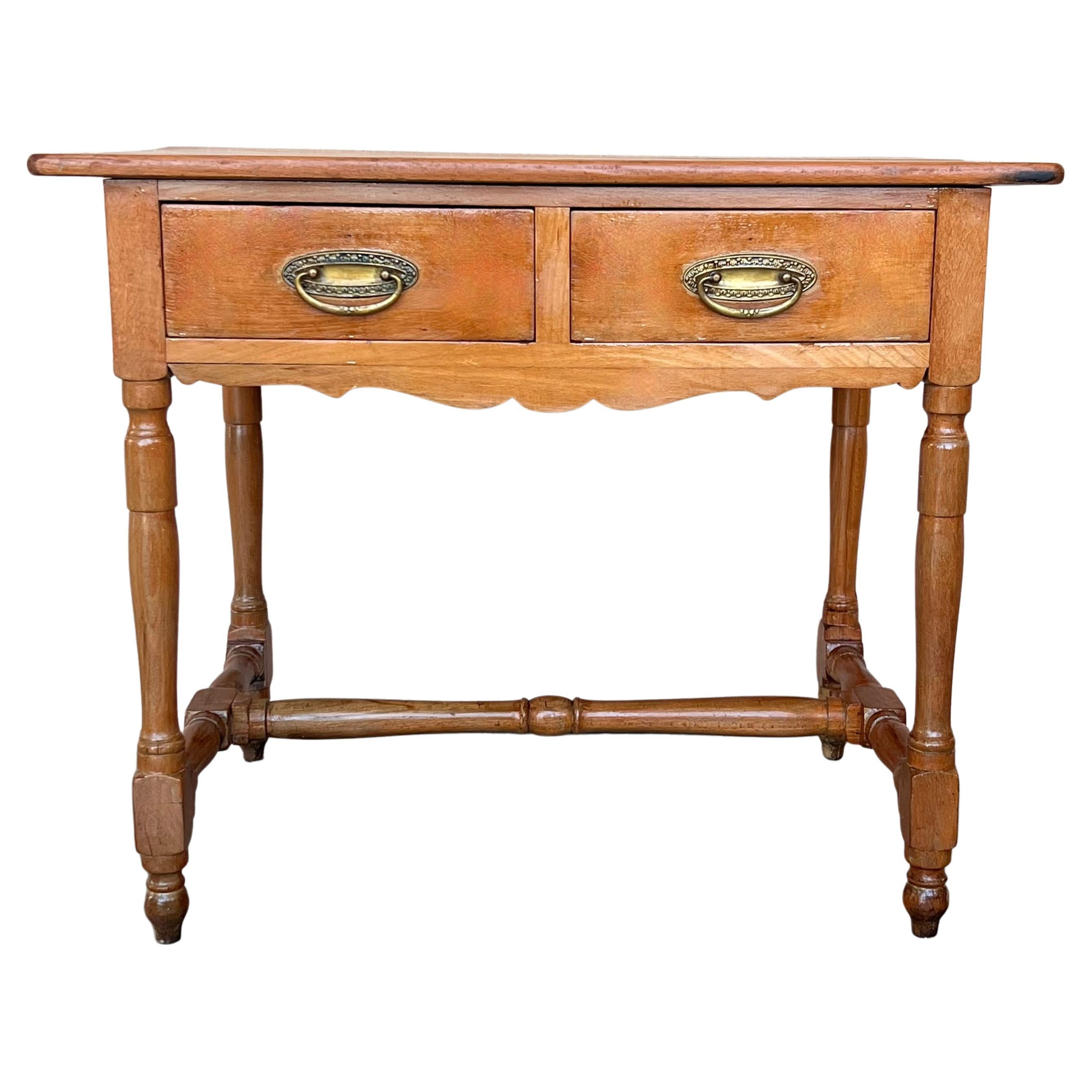 Early 20th Spanish Mobila Country Farm Desk with, Side Table or Butcher Block