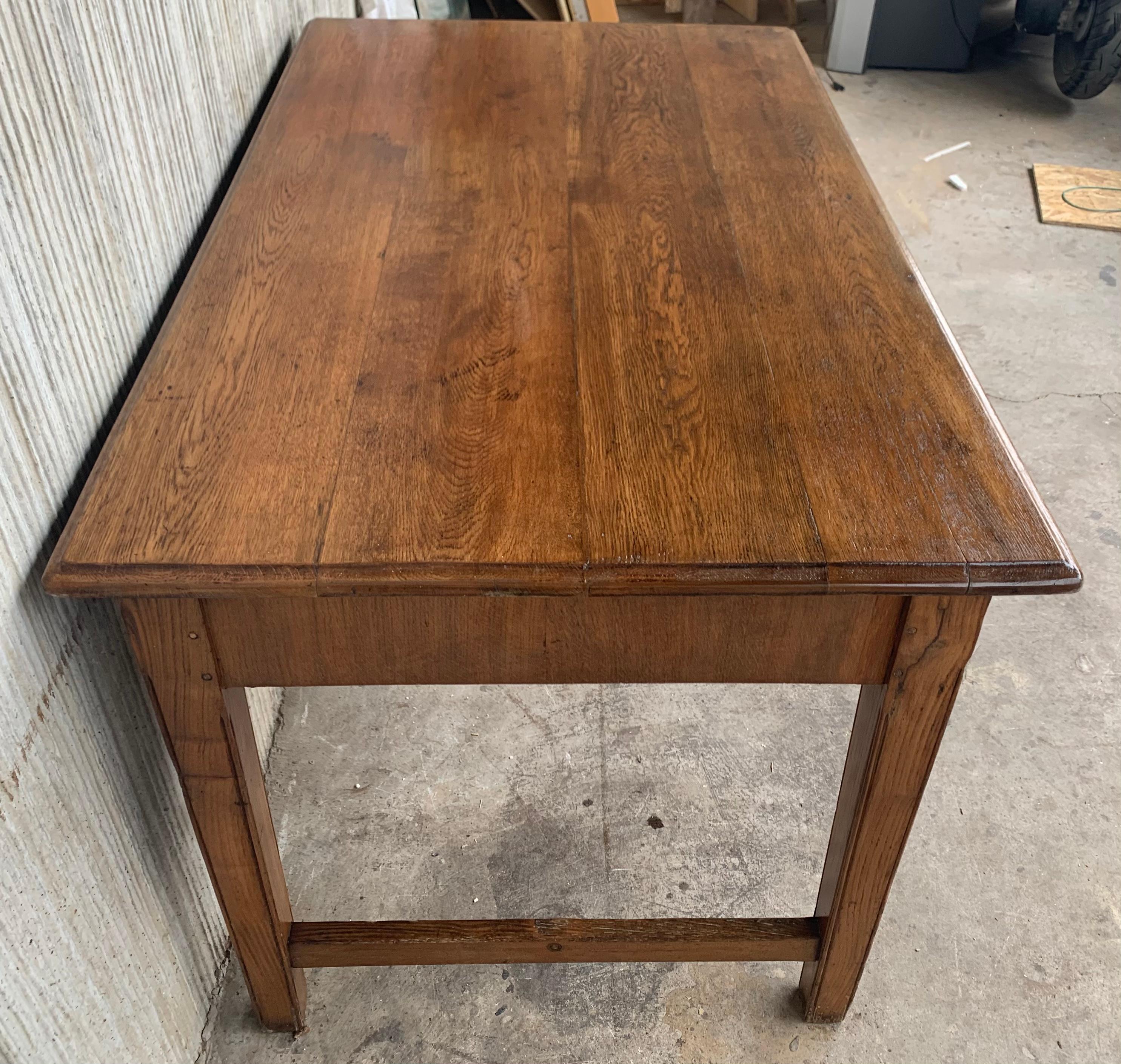 20th Century Early 20th Spanish Mobila Country Farm Desk with Two Drawers or Butcher Block