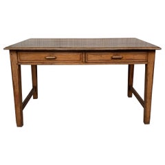 Early 20th Spanish Mobila Country Farm Desk with Two Drawers or Butcher Block