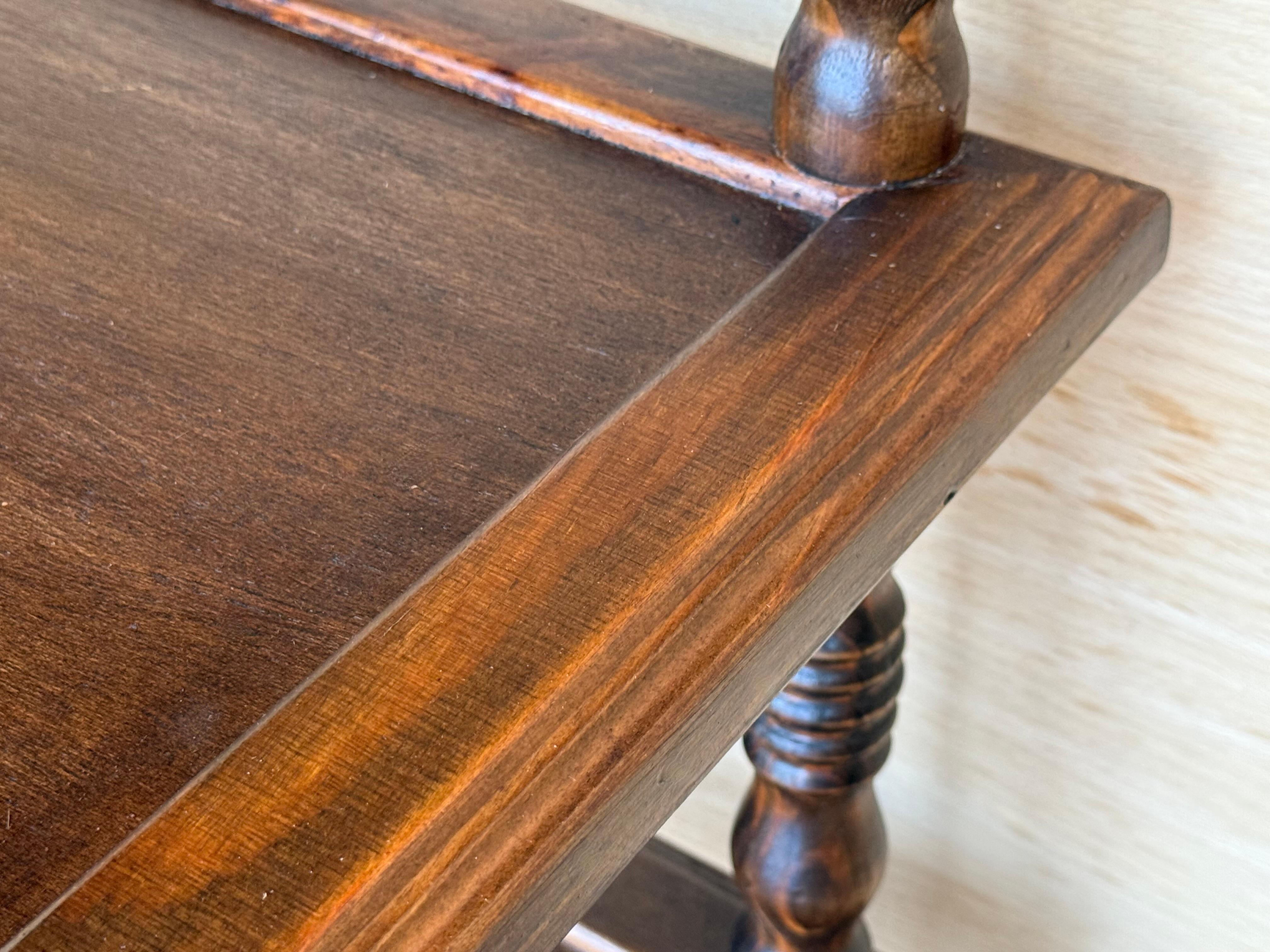 Early 20th Spanisht Walnut Side Table with Three Shelves or Narrow Console For Sale 6