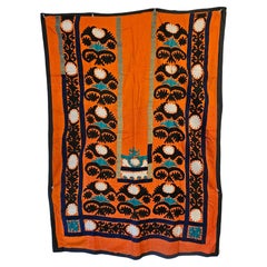 Early 20th Tashkent Silk And Cotton Embroidered Suzani Prayer Rug, Appraised