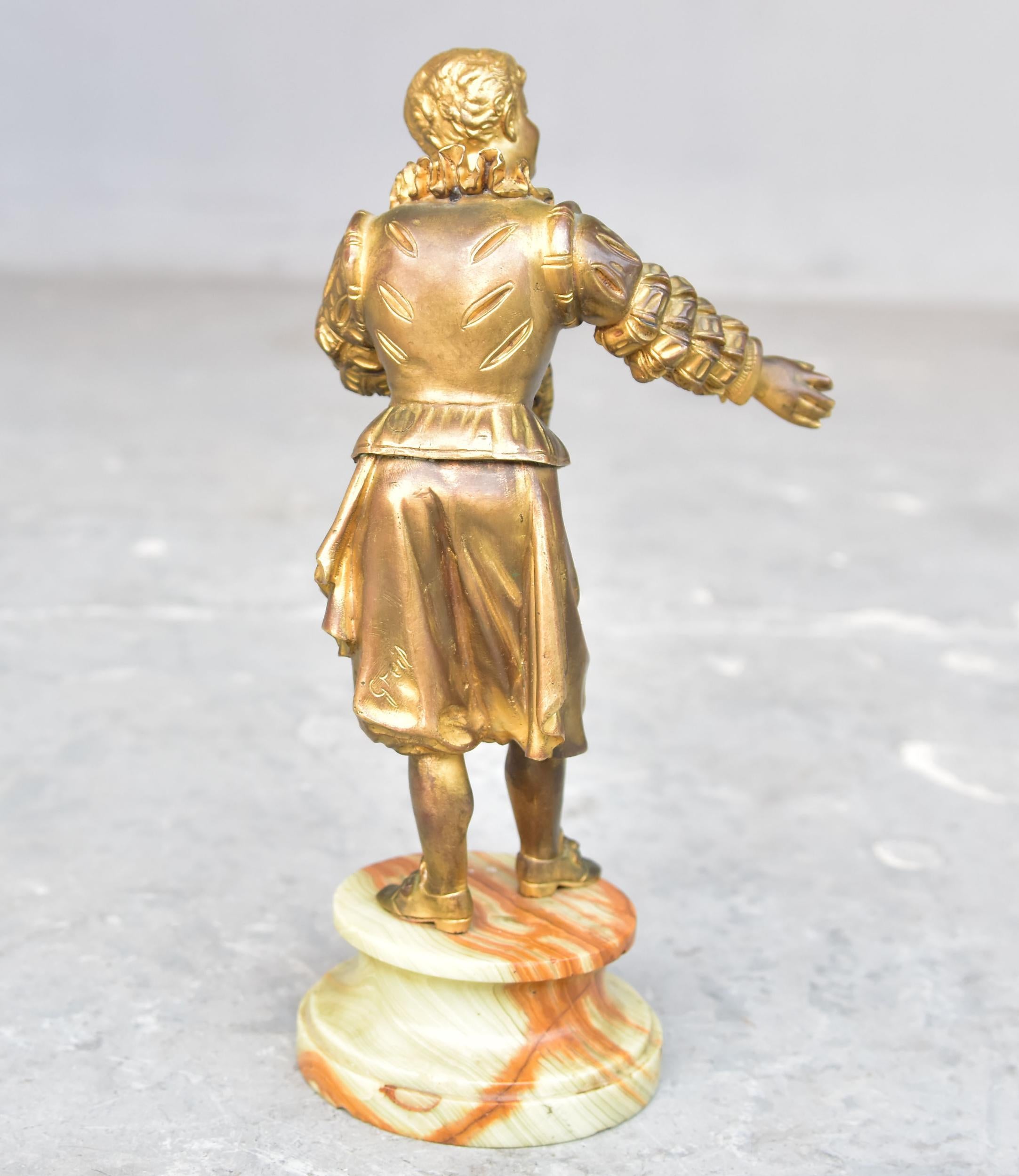 Gilt Early 20th Century Theater Actor in Gilded Bronze For Sale