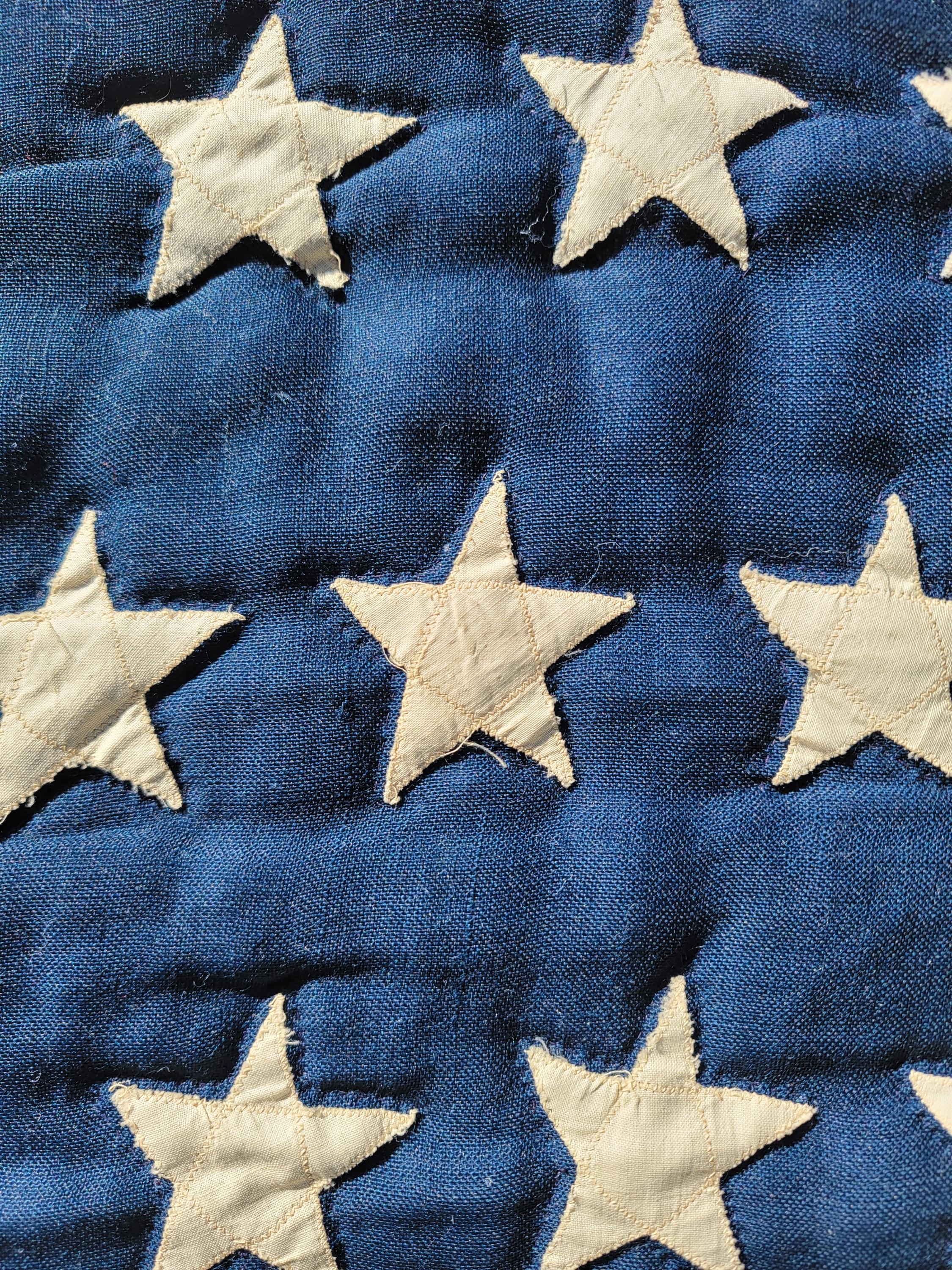 Early 20th C 45 Star Wool Flag Quilt For Sale 5