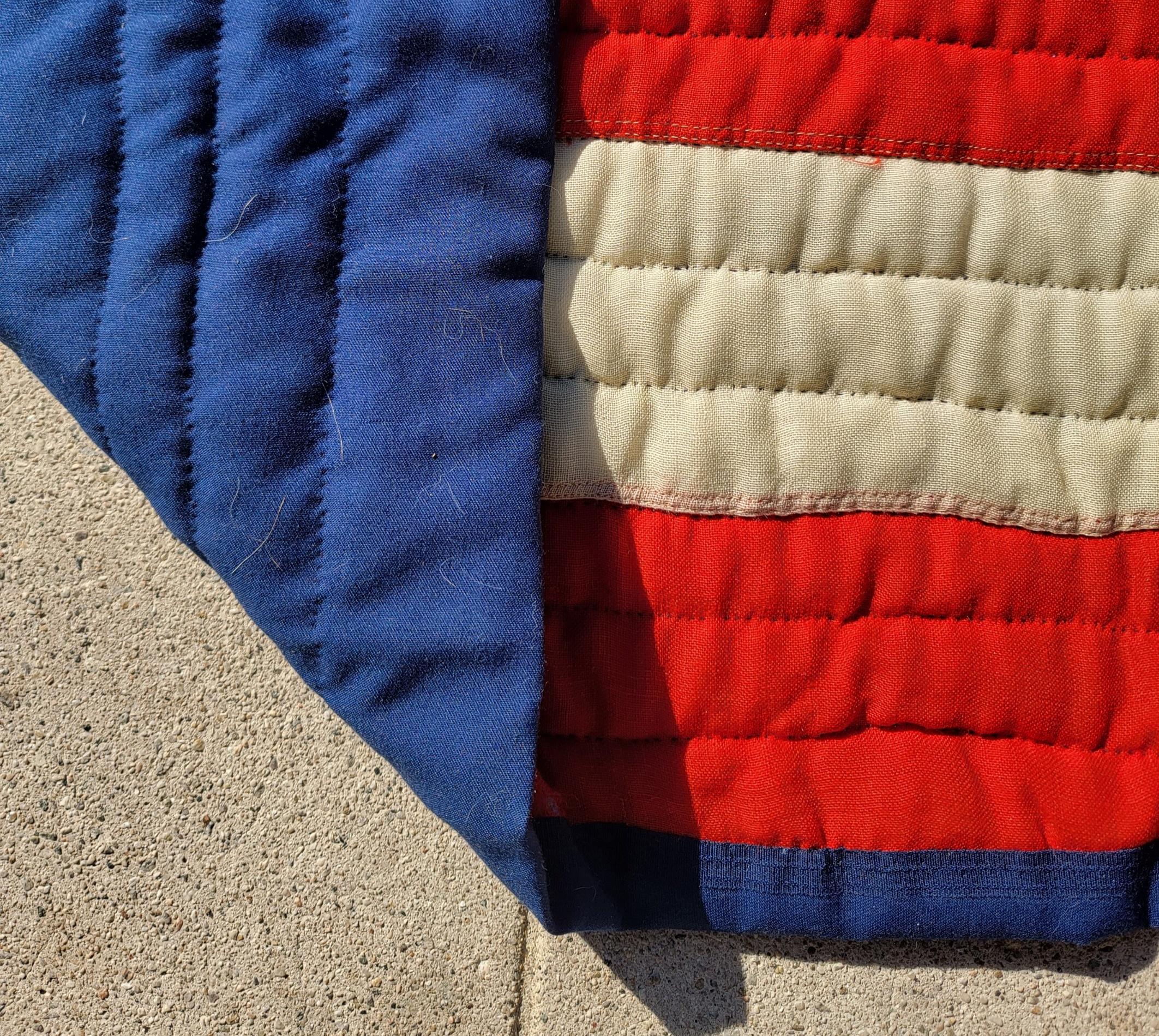 Early 20th C 45 Star Wool Flag Quilt For Sale 2