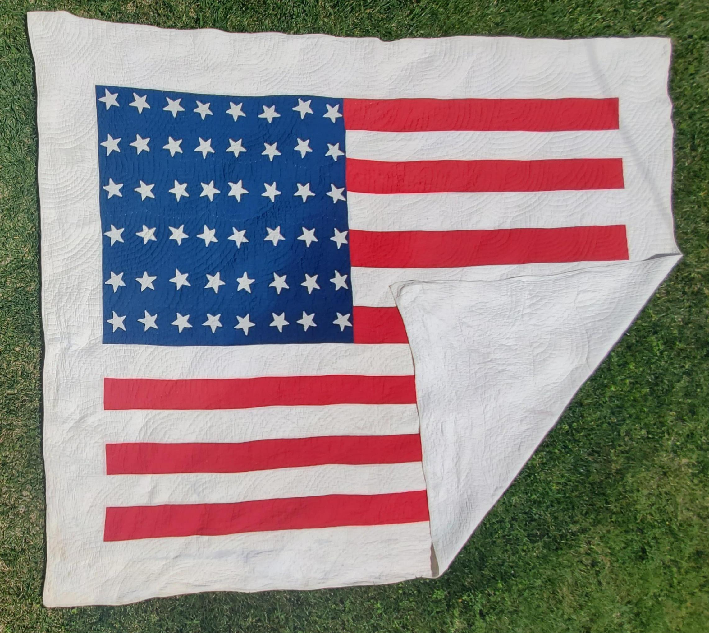 Country Early 20th Century 48 Star Flag Quilt from Ohio