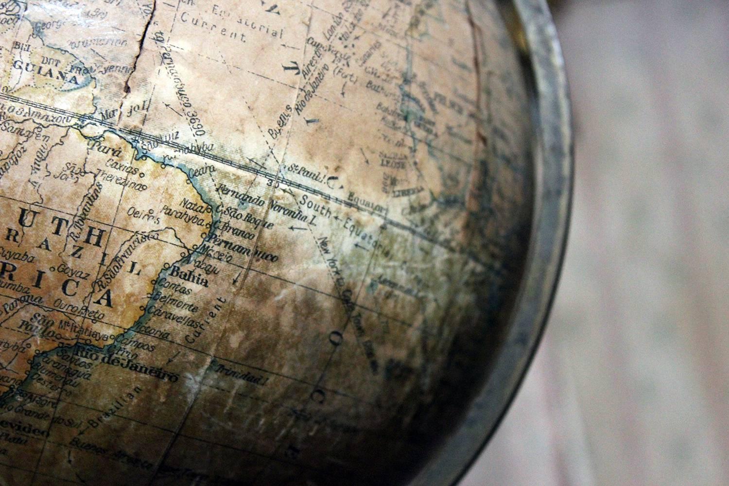 Wood Early 20th Century 8” Terrestrial Table Globe ‘Geographia’, circa 1920-1925