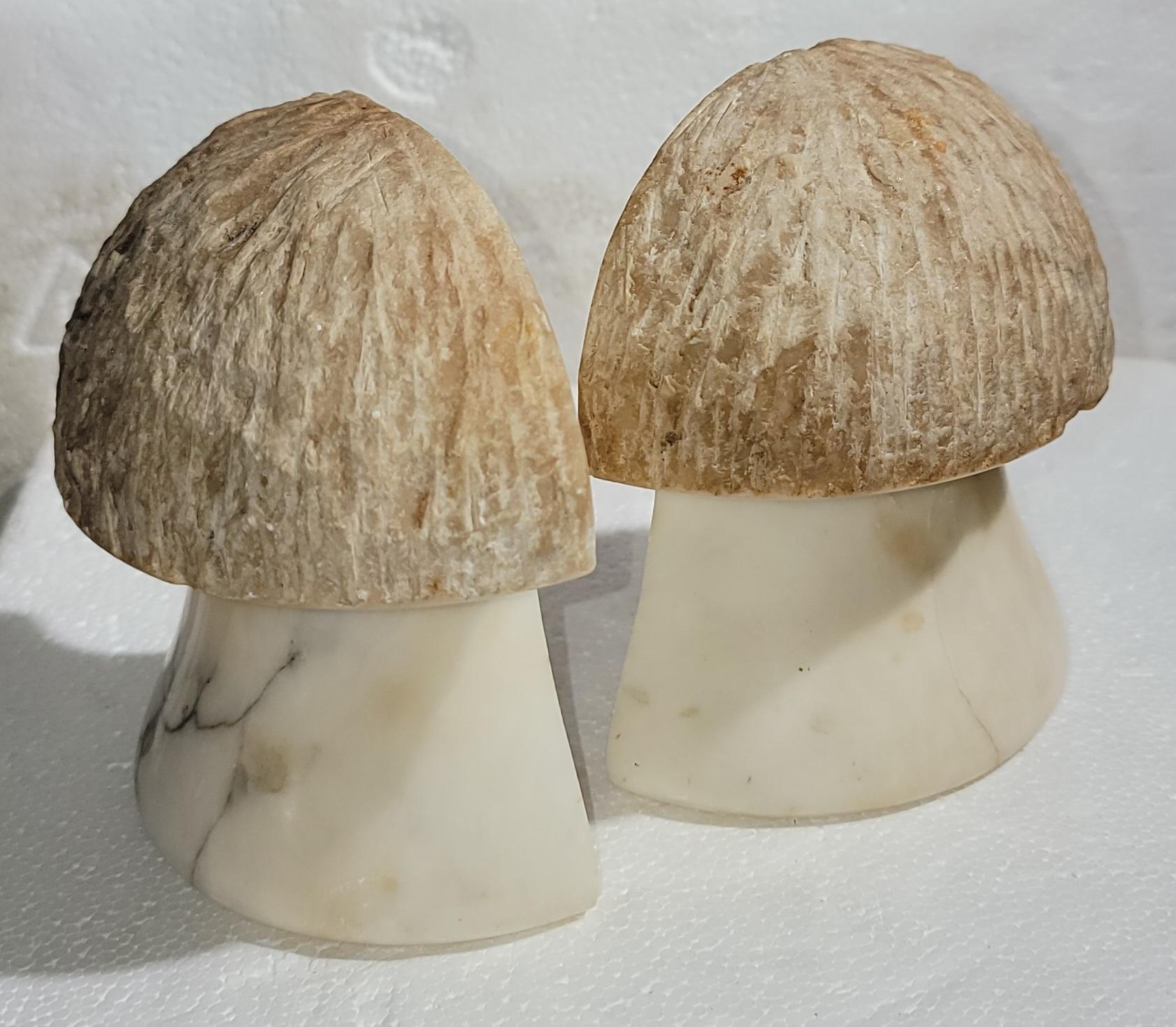 American Early 20Thc Alabaster Mushroom Book Ends For Sale