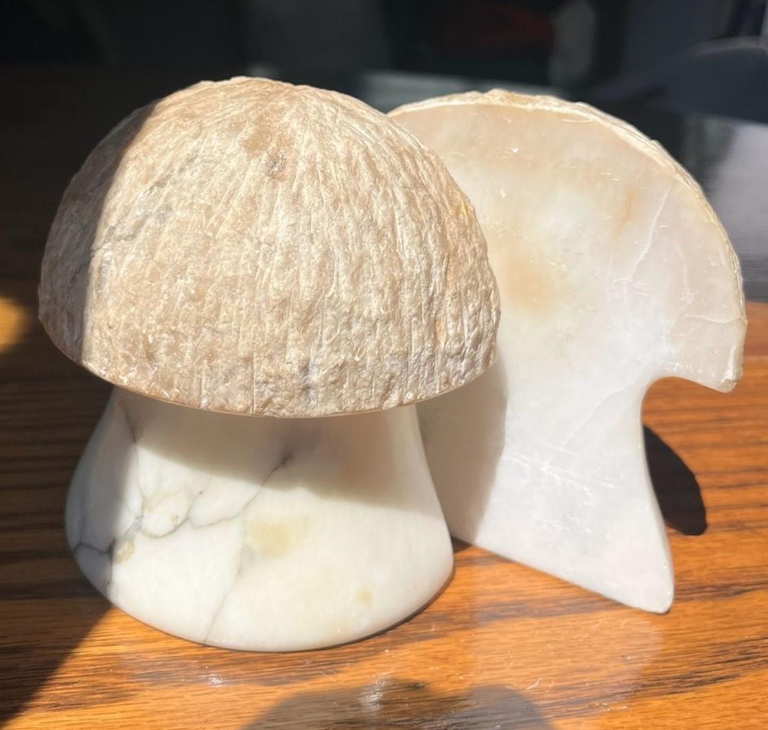 20th Century Early 20Thc Alabaster Mushroom Book Ends For Sale