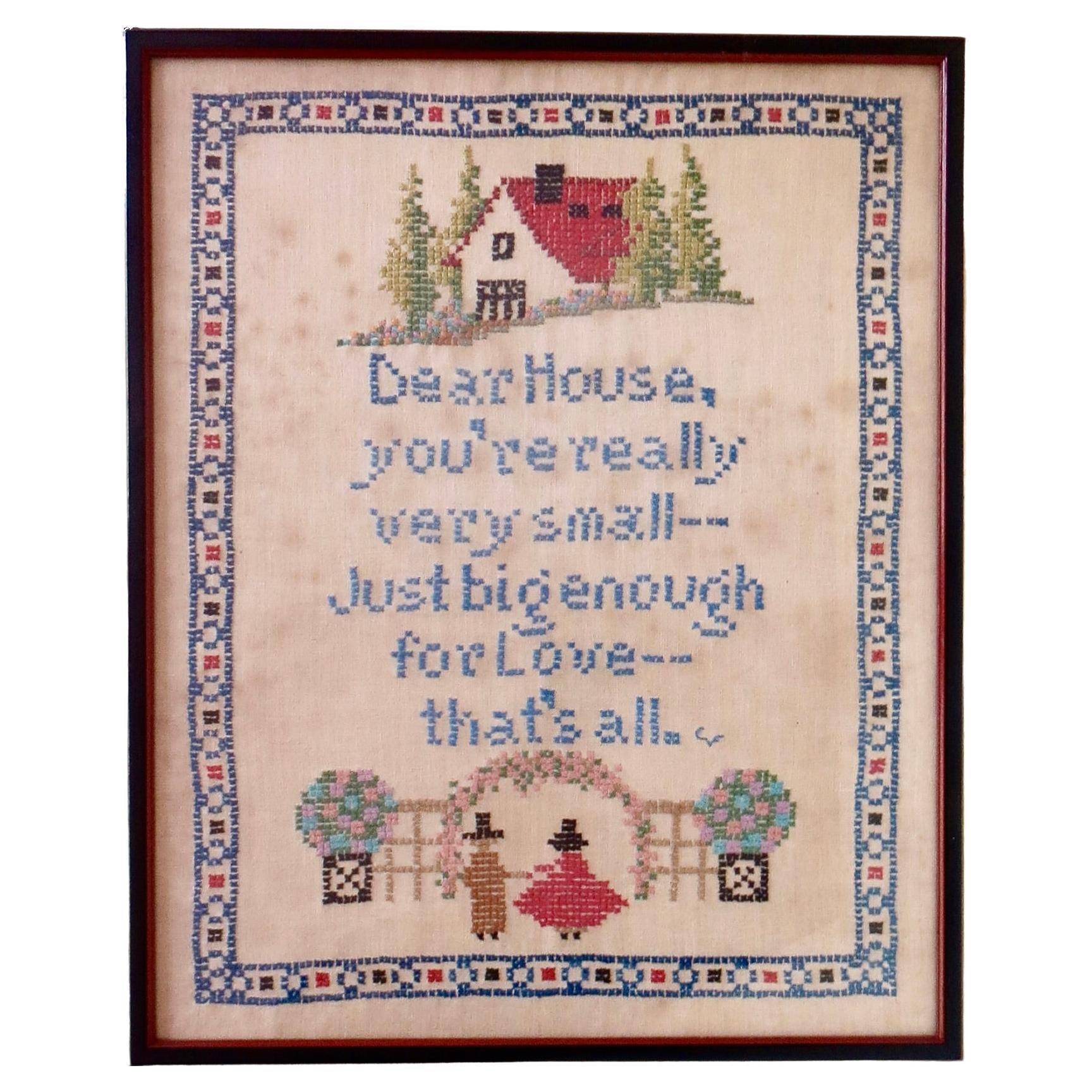 Early 20thC American Needlepoint Sampler Circa, 1920.