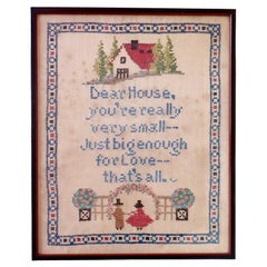 Used Early 20thC American Needlepoint Sampler Circa, 1920.