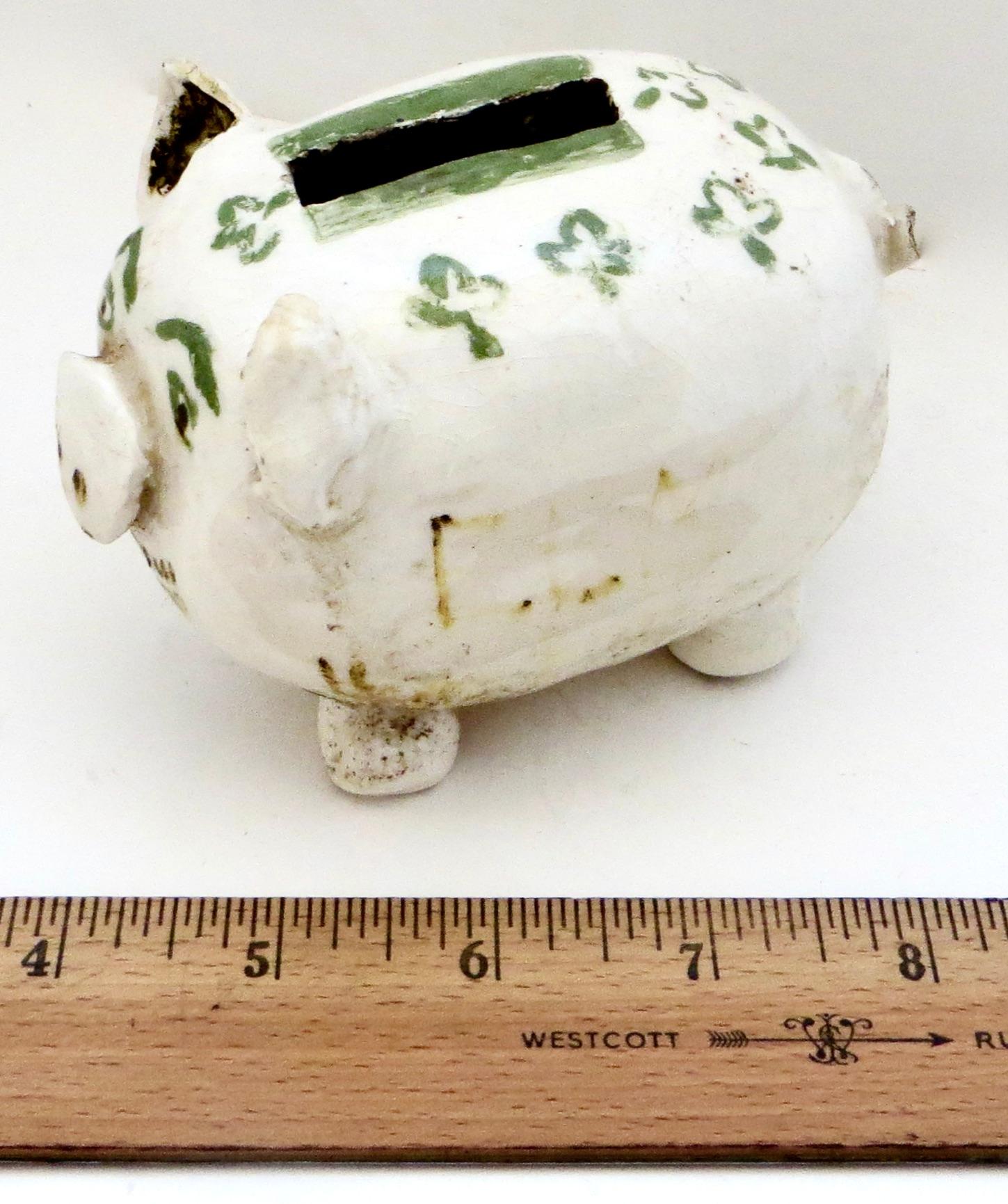 Hand-Crafted Early 20thC American Stoneware Razor Blade Disposal Piggy Bank Circa 1905 For Sale