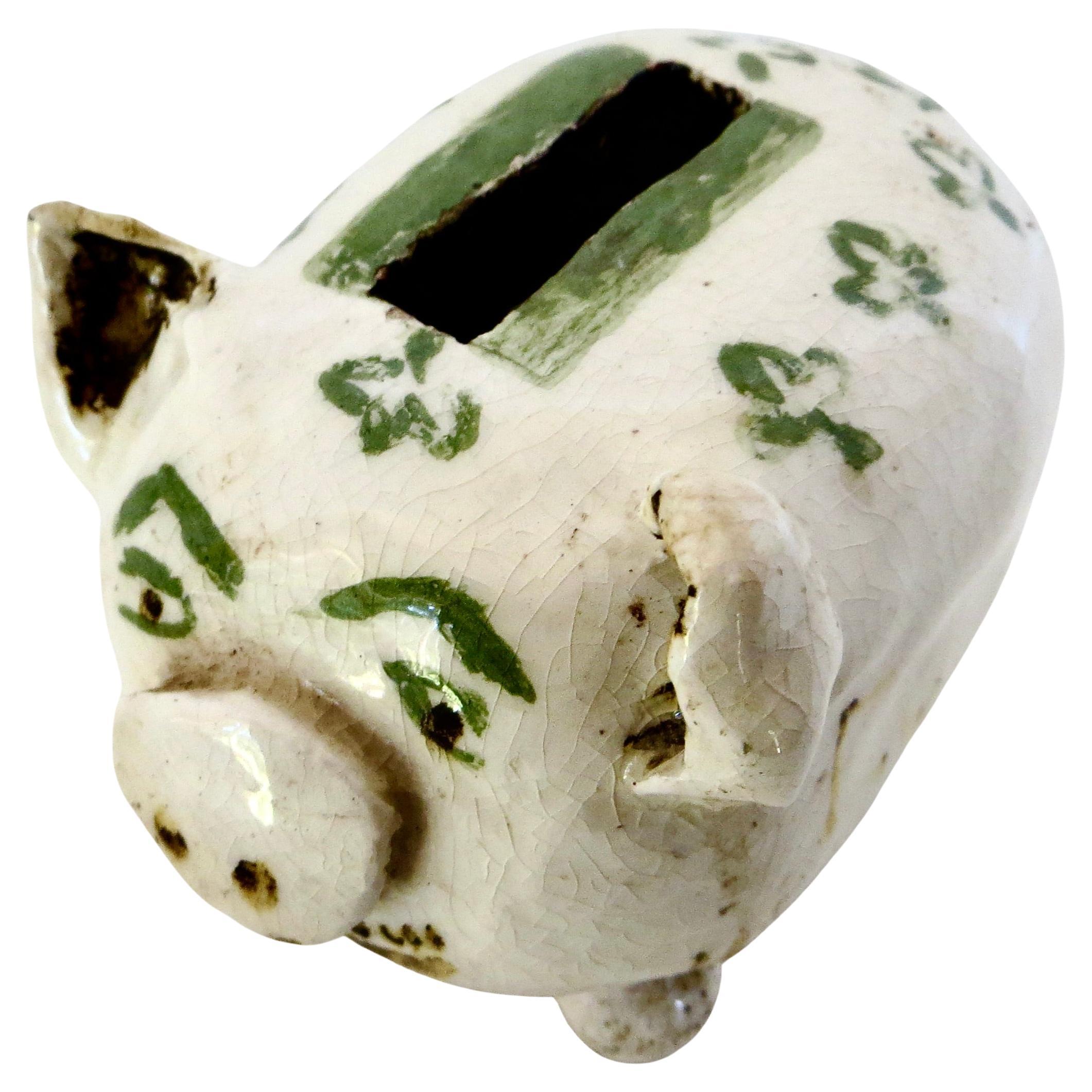 Early 20thC American Stoneware Razor Blade Disposal Piggy Bank Circa 1905 For Sale