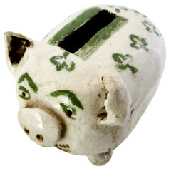 Early 20thC American Stoneware Razor Blade Disposal Piggy Bank Circa 1905