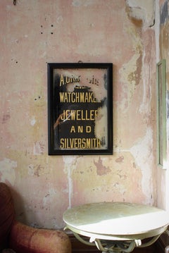Early 20thc Antique Reverse Painted Jewellers Silversmith Watchmaker Trade Sign