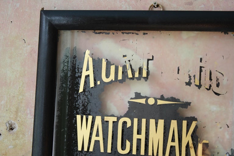 Early 20thc Antique Reverse Painted Jewellers Silversmith Watchmaker ...