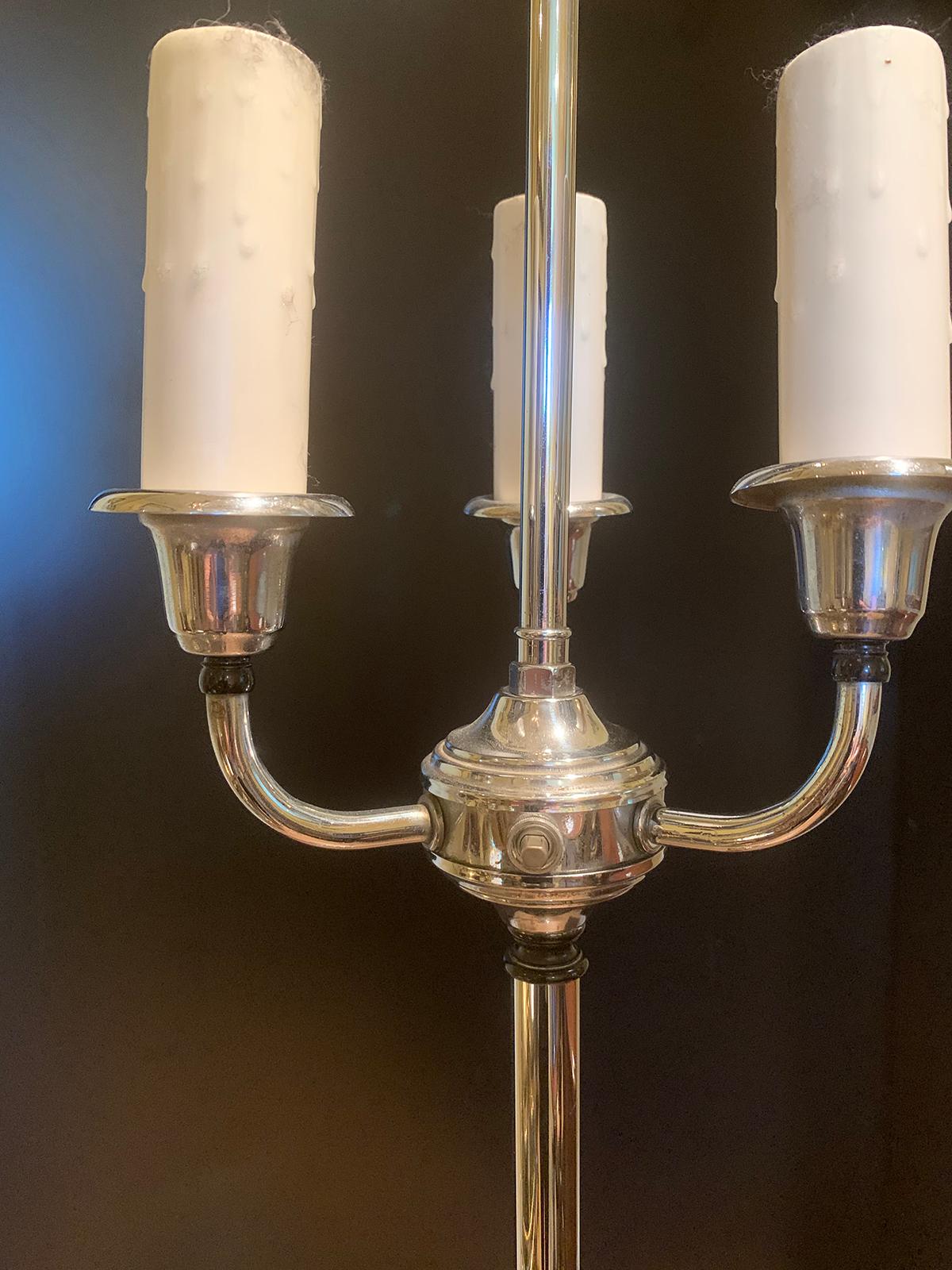 Early 20th Century Art Deco Style Silvered Three-Light Floor Lamp 13