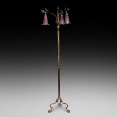 Early 20thC Art Nouveau Brass Standard Lamp