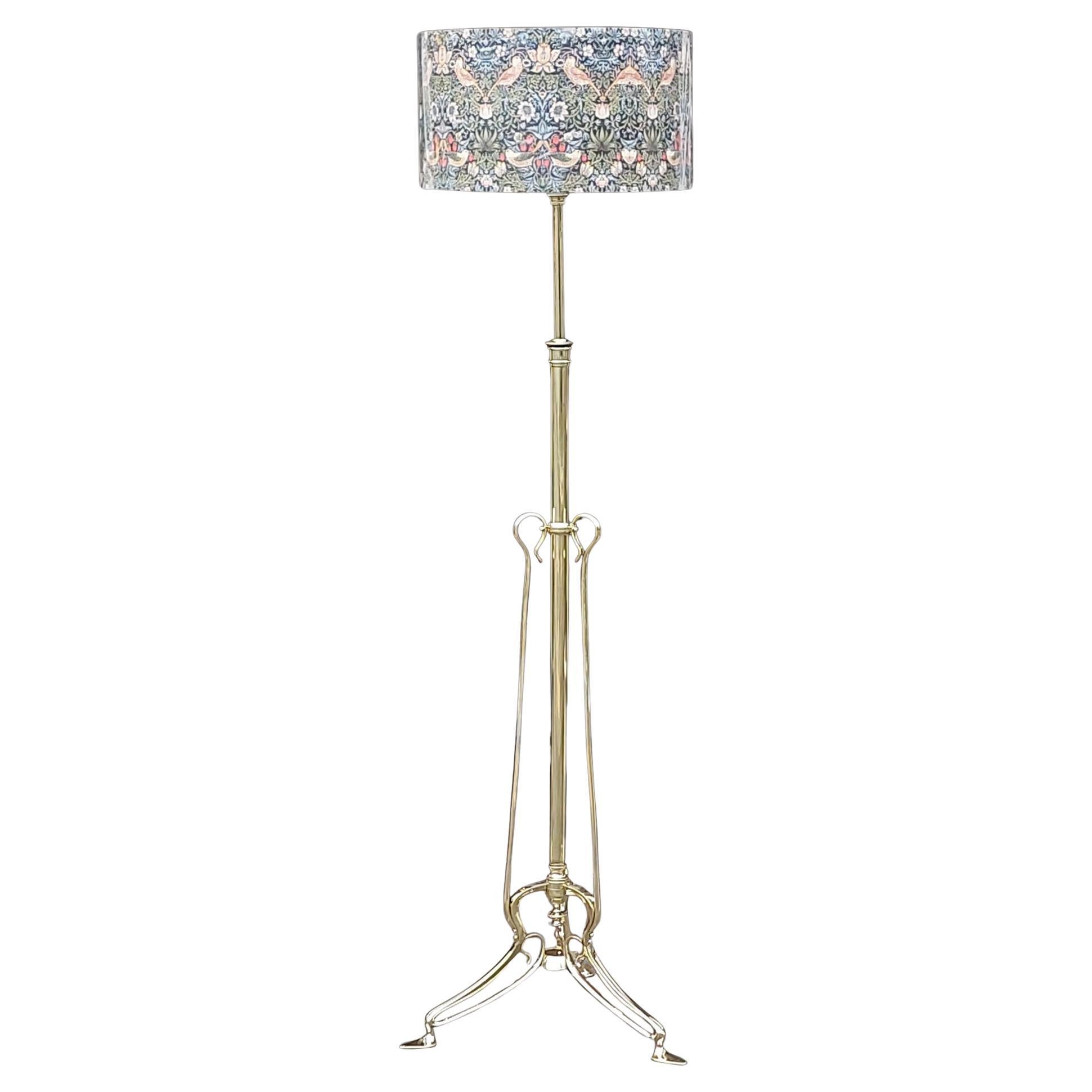 Early 20thC Art Nouveau Brass Standard Lamp For Sale