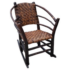 Antique Early 20Thc Barrel Back Old Hickory Rocking Chair
