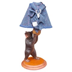 Early 20thC Black Forest Bear Linden Table Lamp