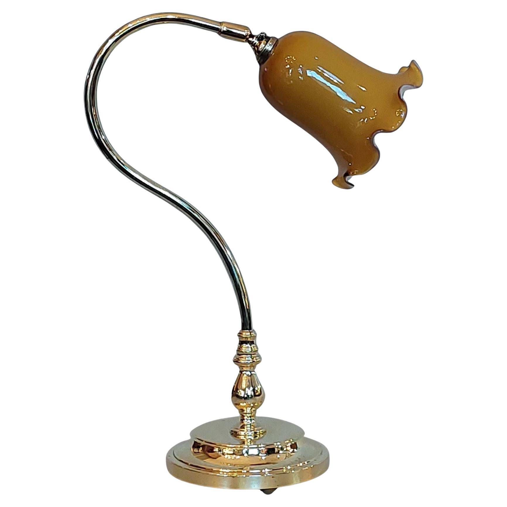 Early 20thC Brass Adjustable Desk Lamp For Sale