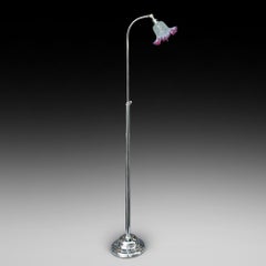 Early 20thC Brass and Cranberry Glass Floor Lamp