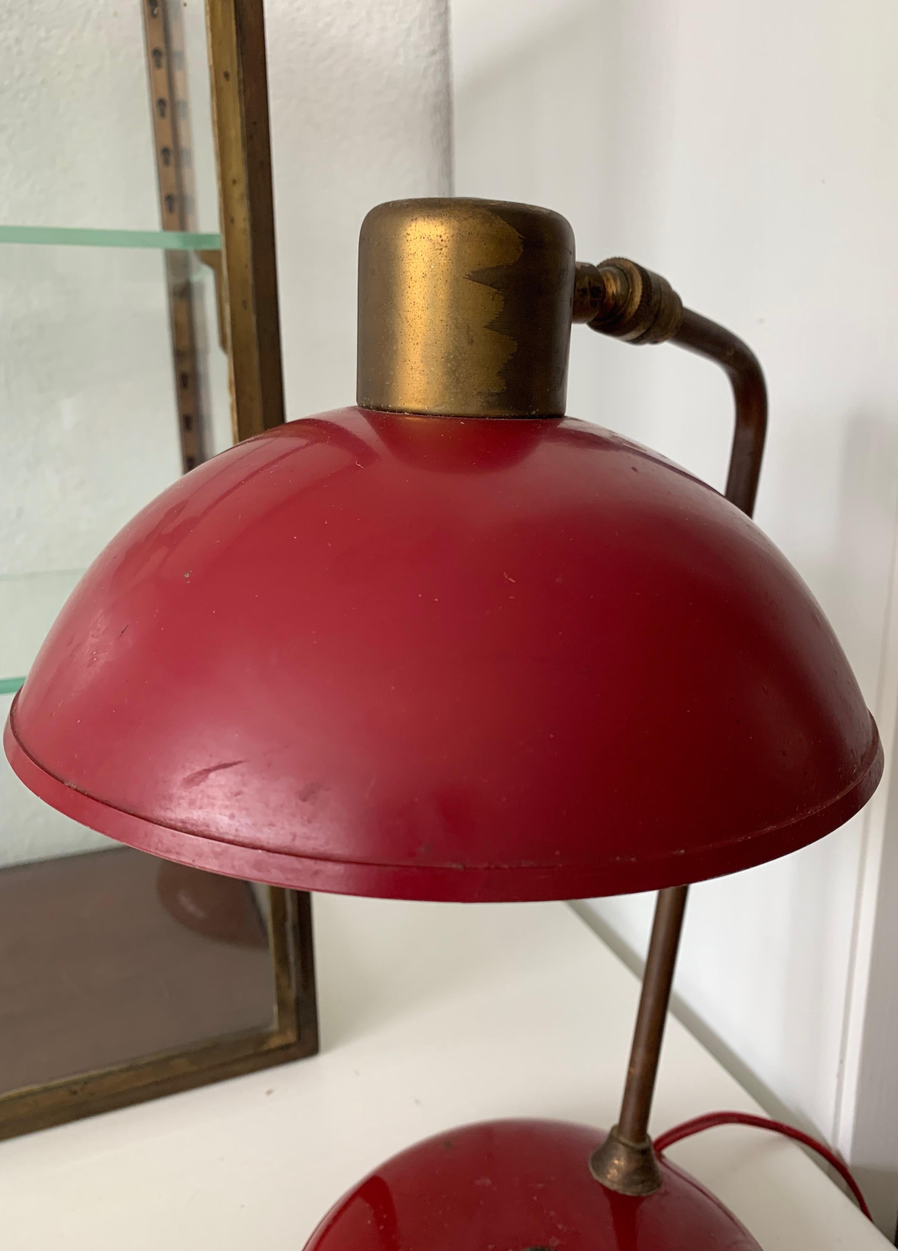 Metal Brass Arts & Crafts, Industrial Table or Desk Lamp with Great Patina