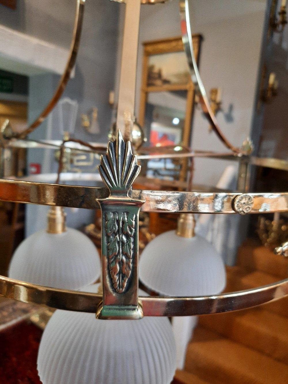 English Early 20thC Brass Chandelier For Sale