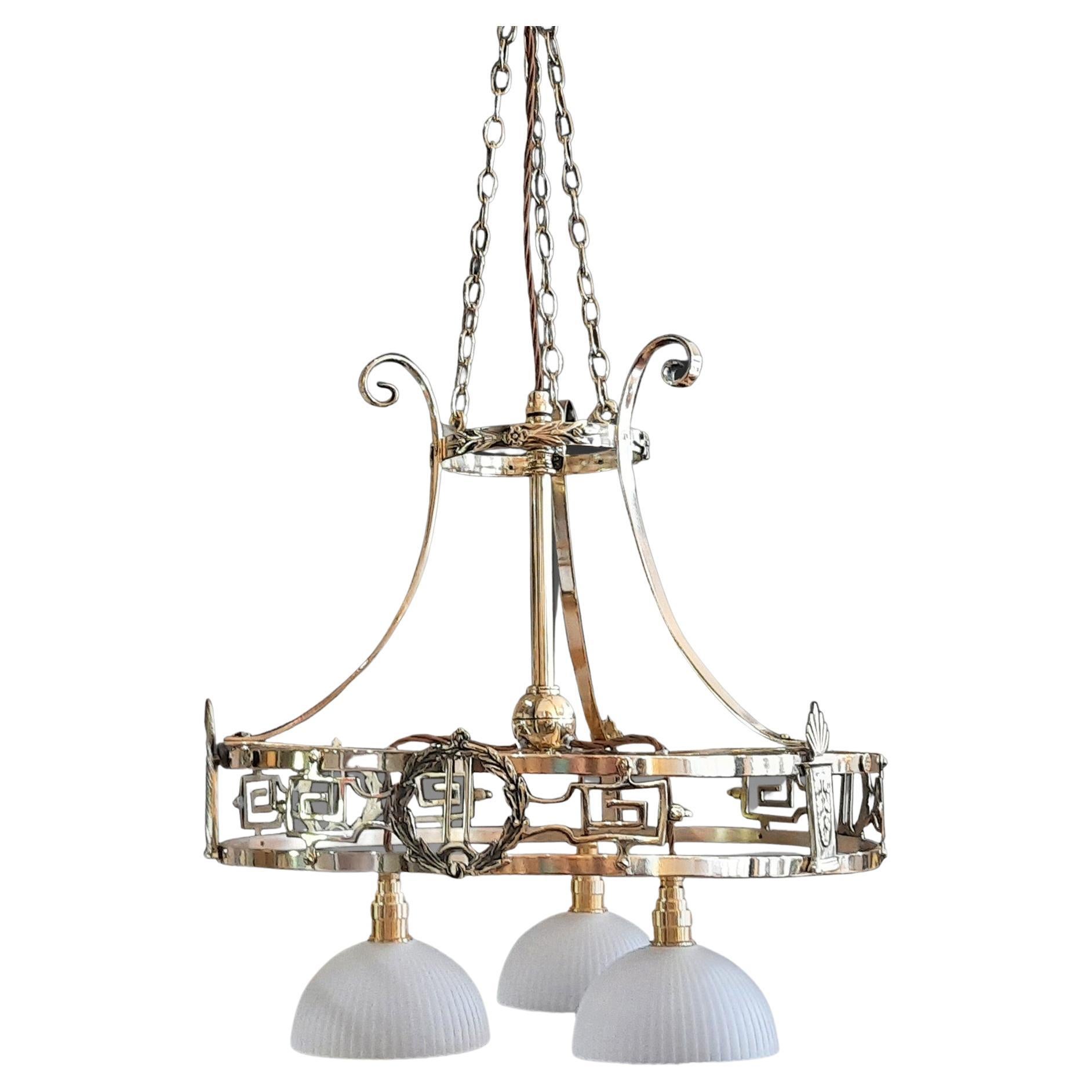 Early 20thC Brass Chandelier For Sale