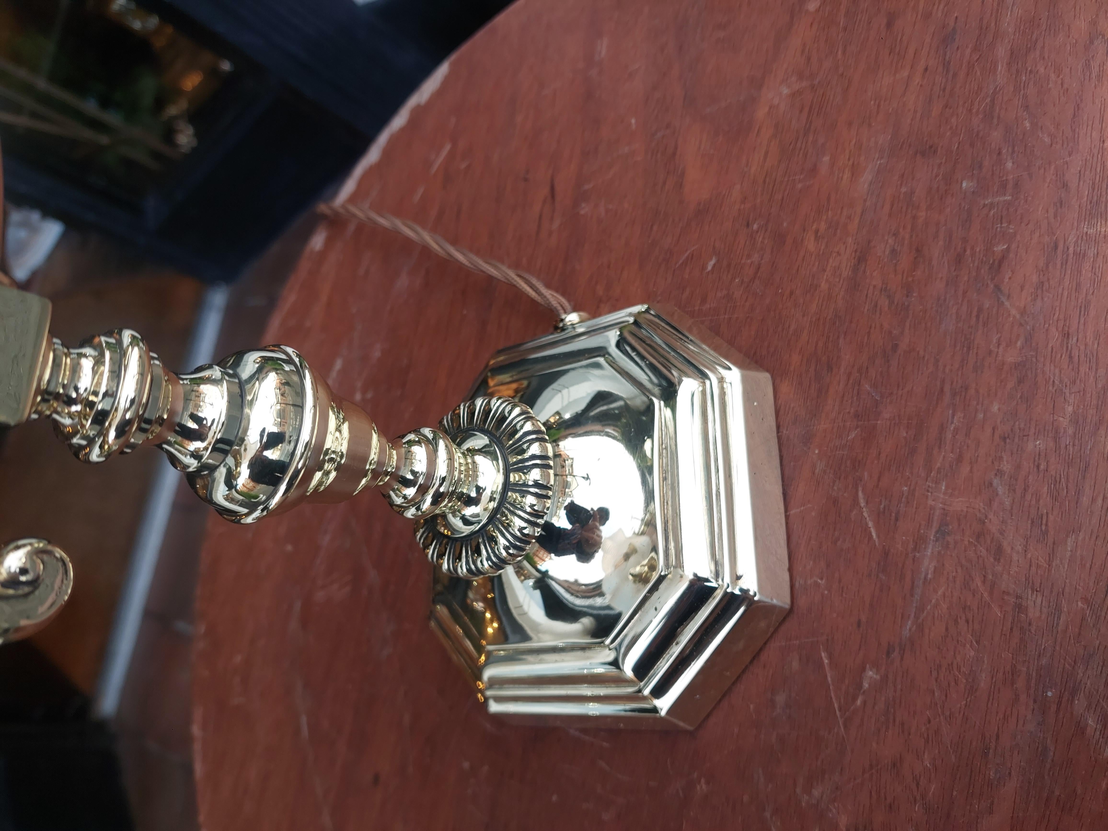 Early 20thC Brass Desk Table Lamp For Sale 1