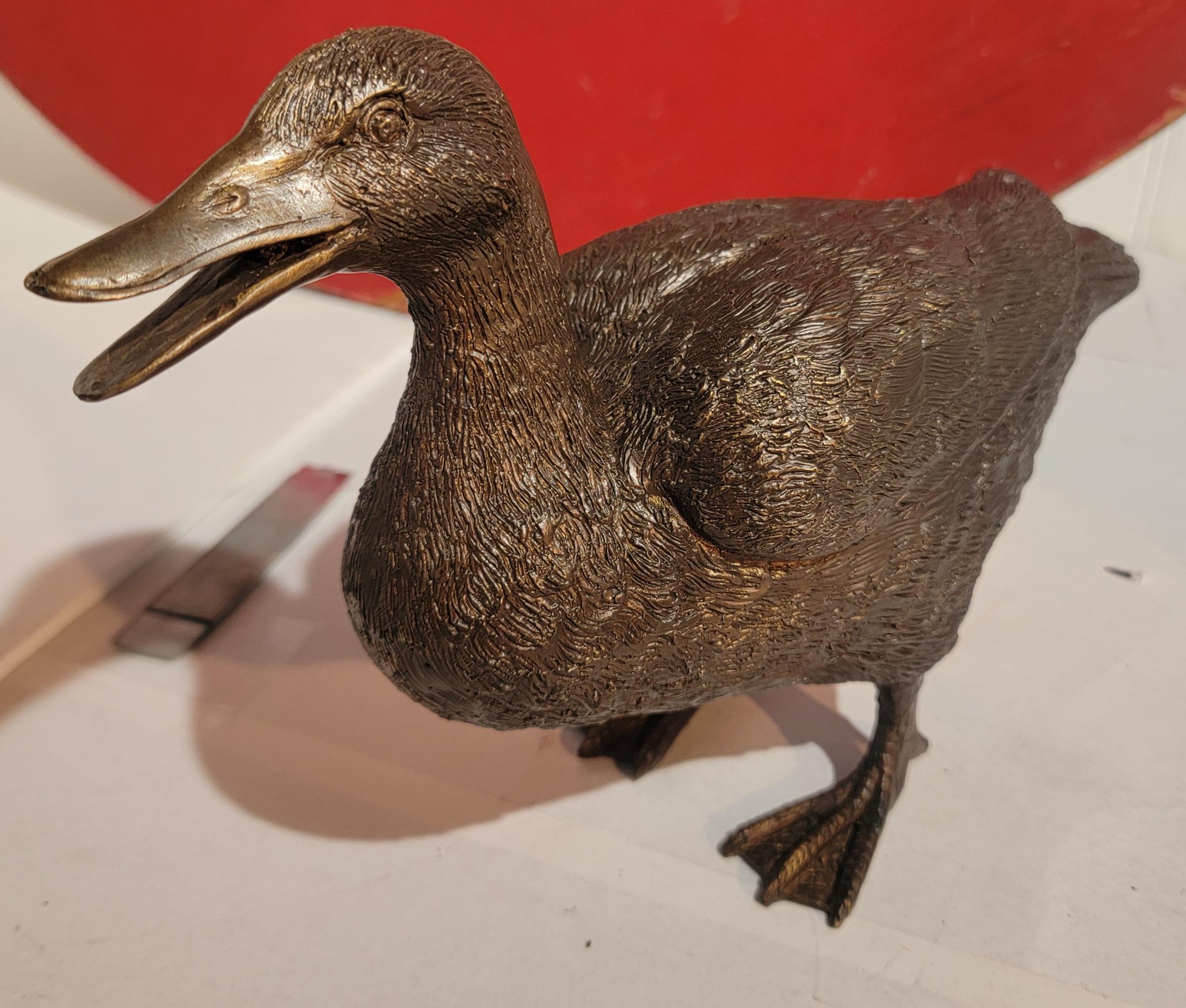 Early 20thc  Brass Duck Ornament In Good Condition For Sale In Los Angeles, CA