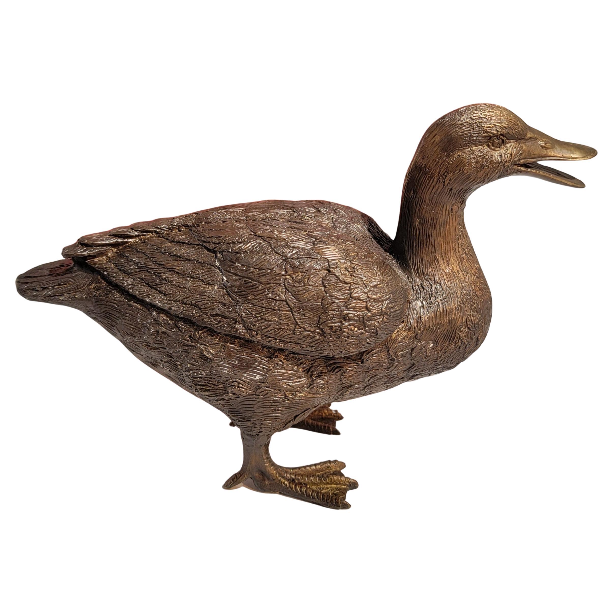 Early 20thc  Brass Duck Ornament For Sale