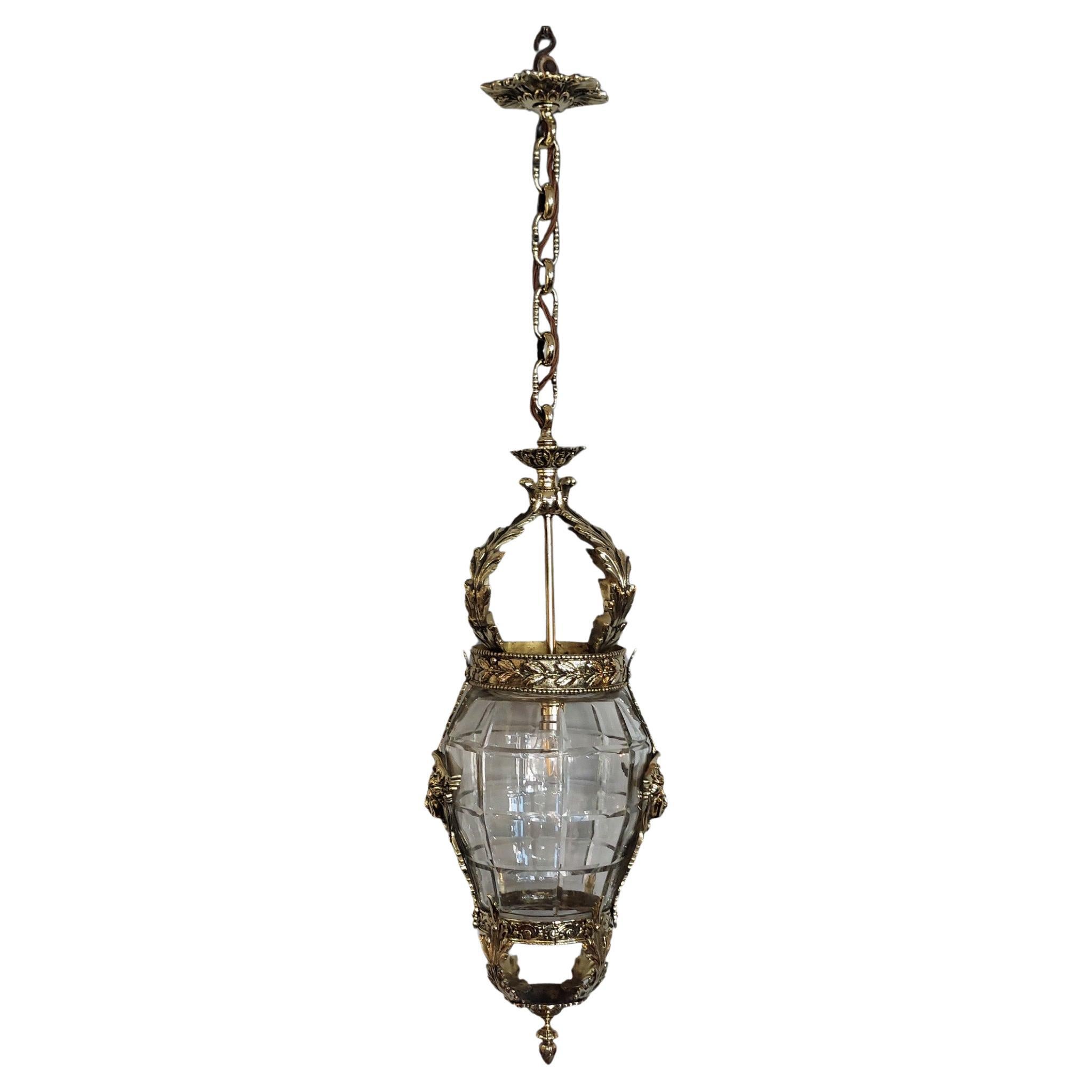 Early 20thC Brass Hanging Lamp