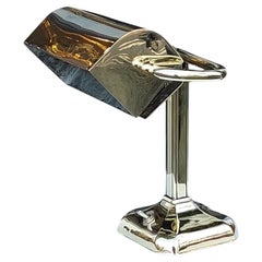 Early 20thC Brass Hooded Desk Lamp
