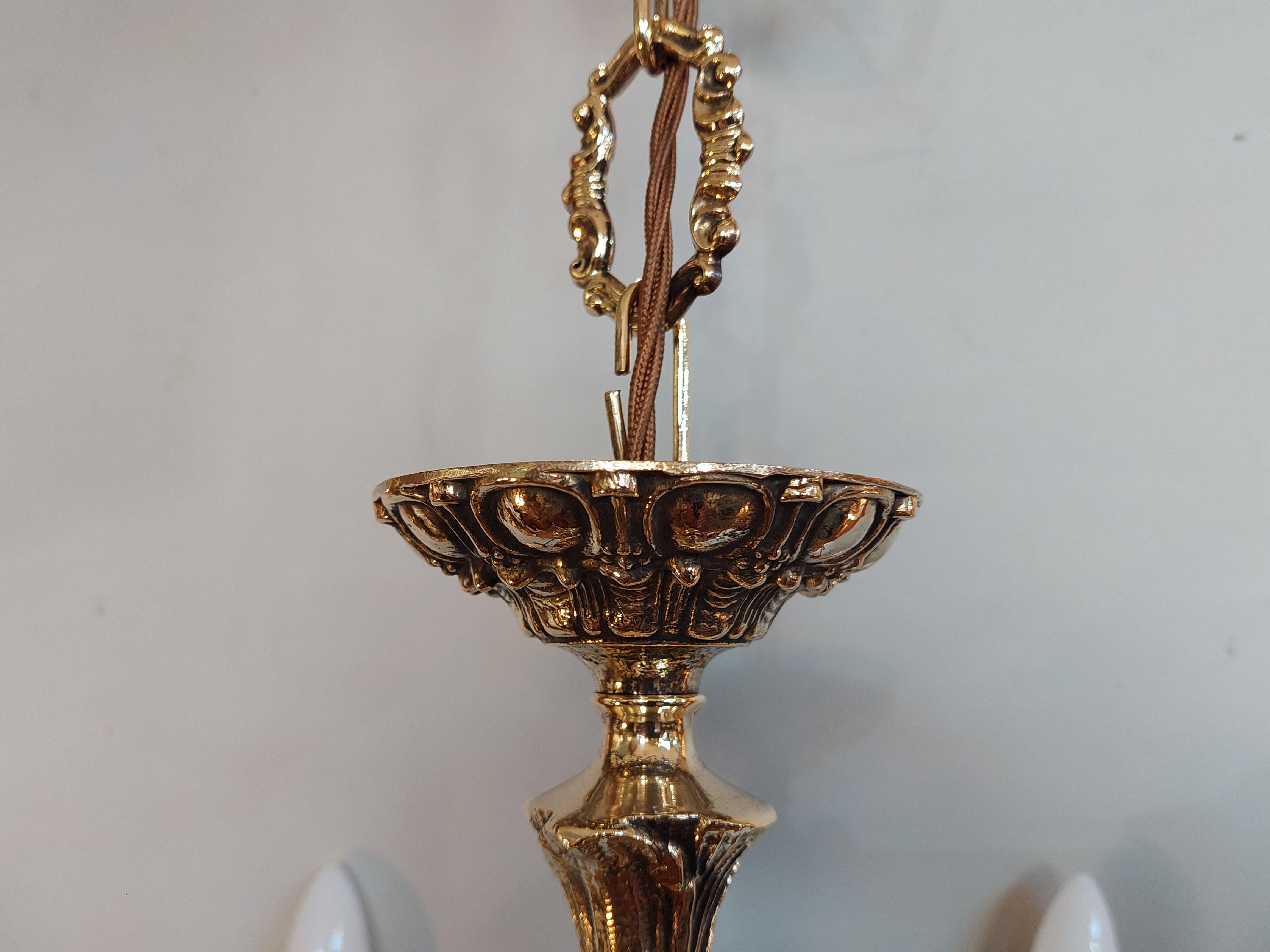 Néo-rococo Lustre de style rococo en laiton du début du 20e siècle en vente