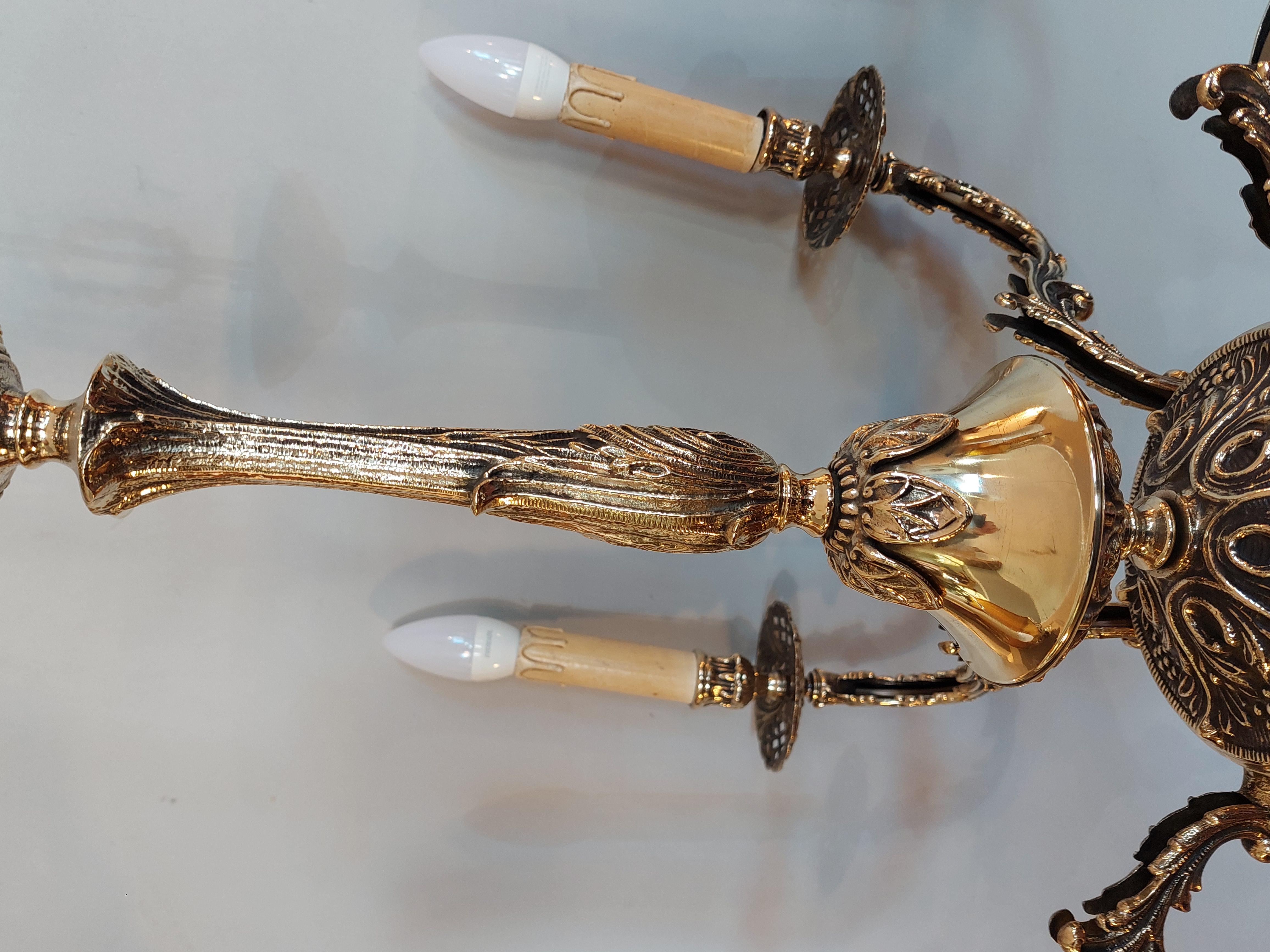 Lustre de style rococo en laiton du début du 20e siècle Bon état - En vente à Altrincham, GB