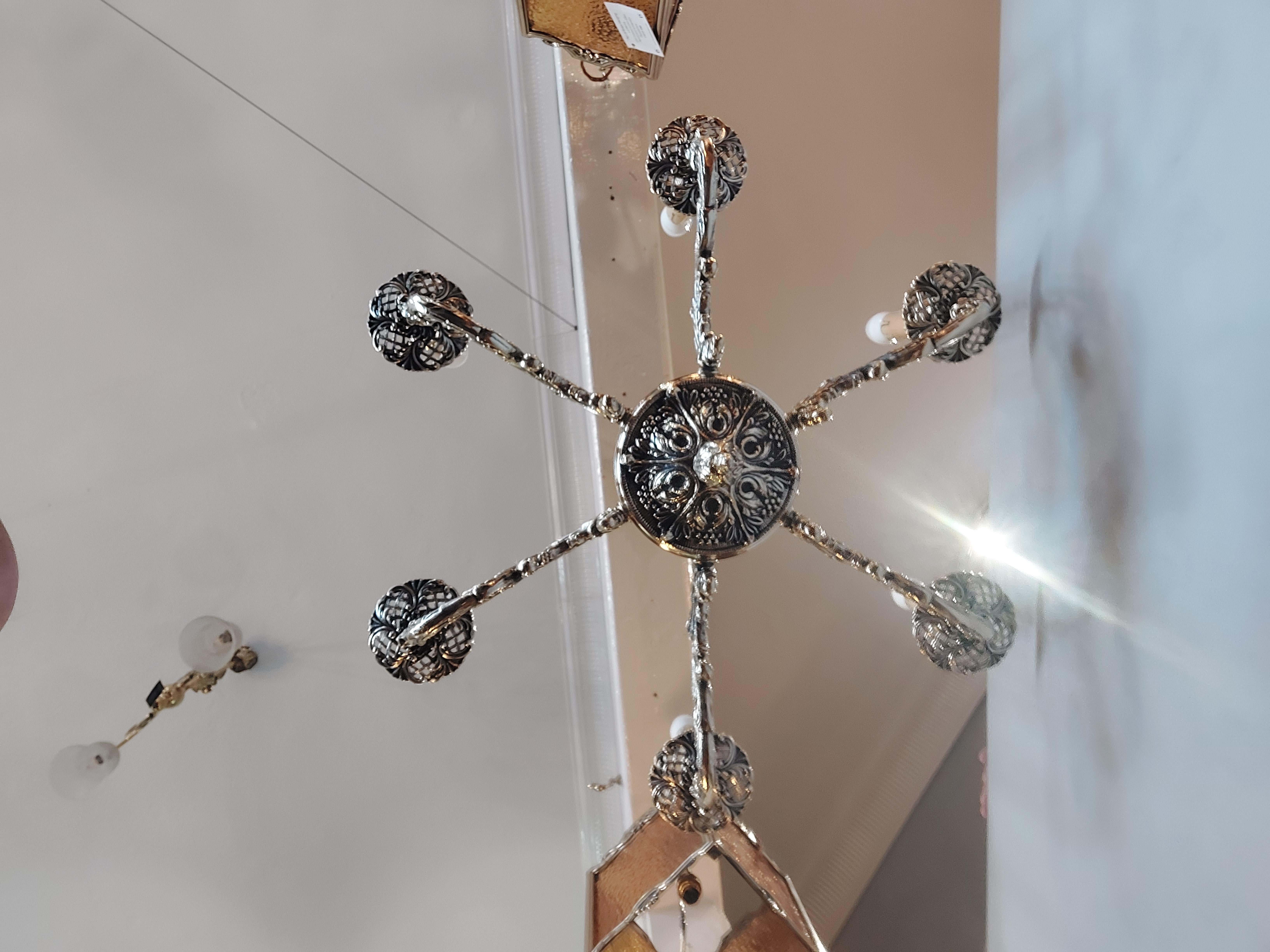 Lustre de style rococo en laiton du début du 20e siècle en vente 2