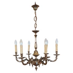 Used Early 20thC Brass Rococo Style Chandelier
