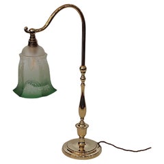 Early 20thC Brass Swan Neck Desk Lamp