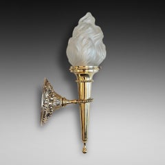 Early 20thC Brass Wall Torch Light