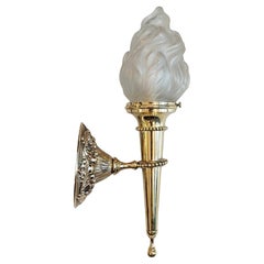 Early 20thC Brass Wall Torch Light