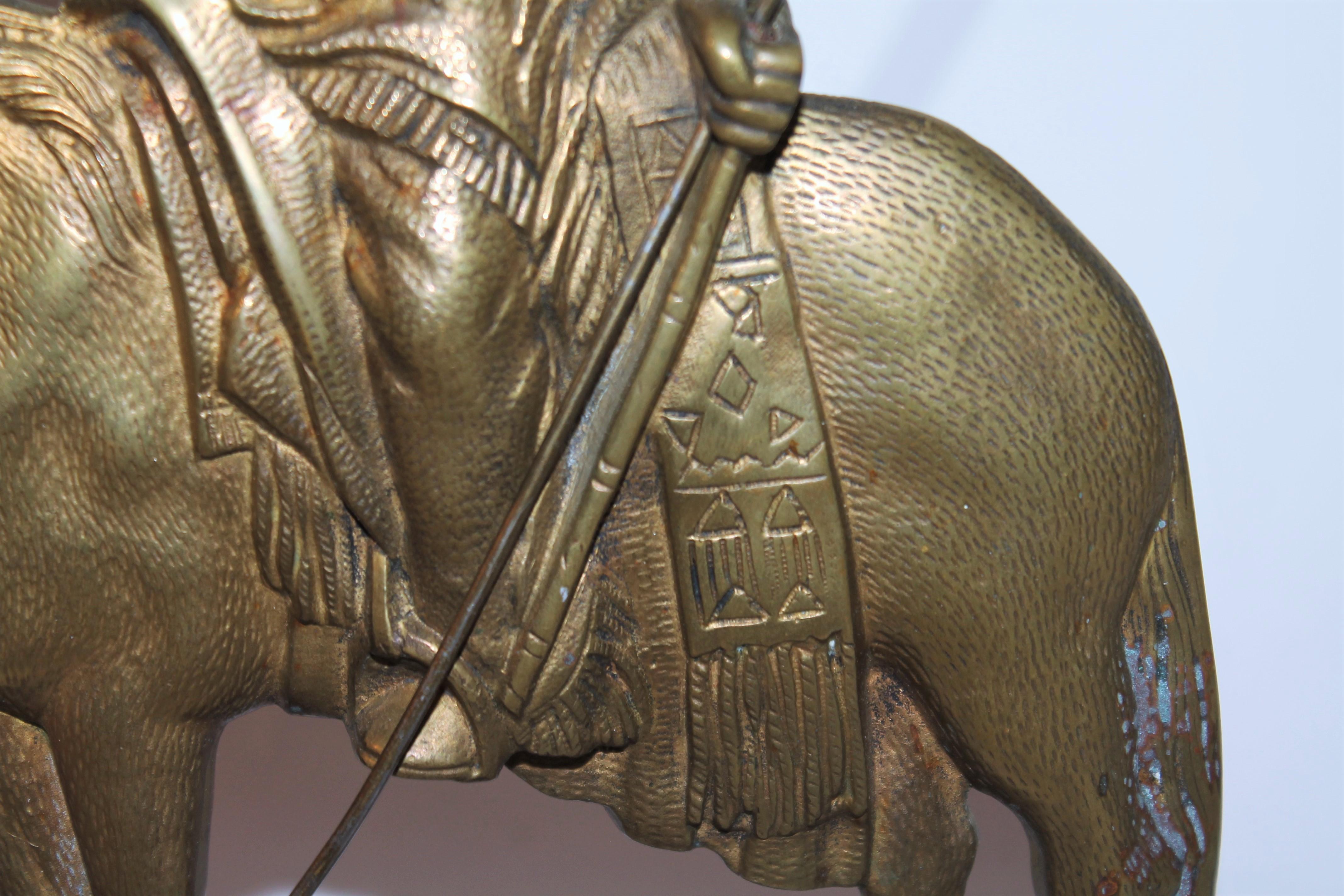 Brass Early 20thc Bronze Indian Sculpture on Marble Base