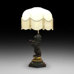 Early 20th Century Bronze Lion Table Lamp