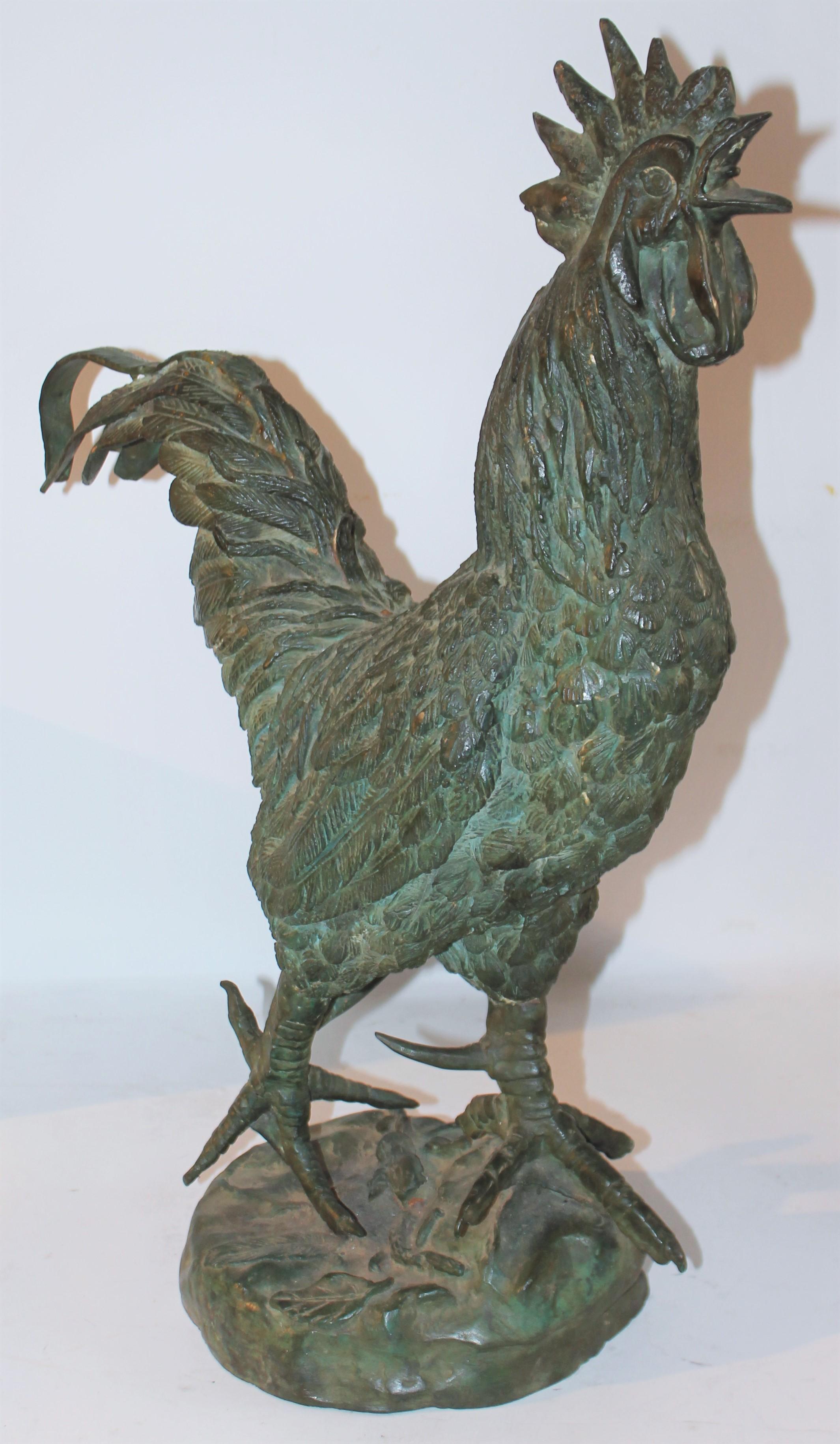 Early 20thc Bronze Rooster Sculpture For Sale 3