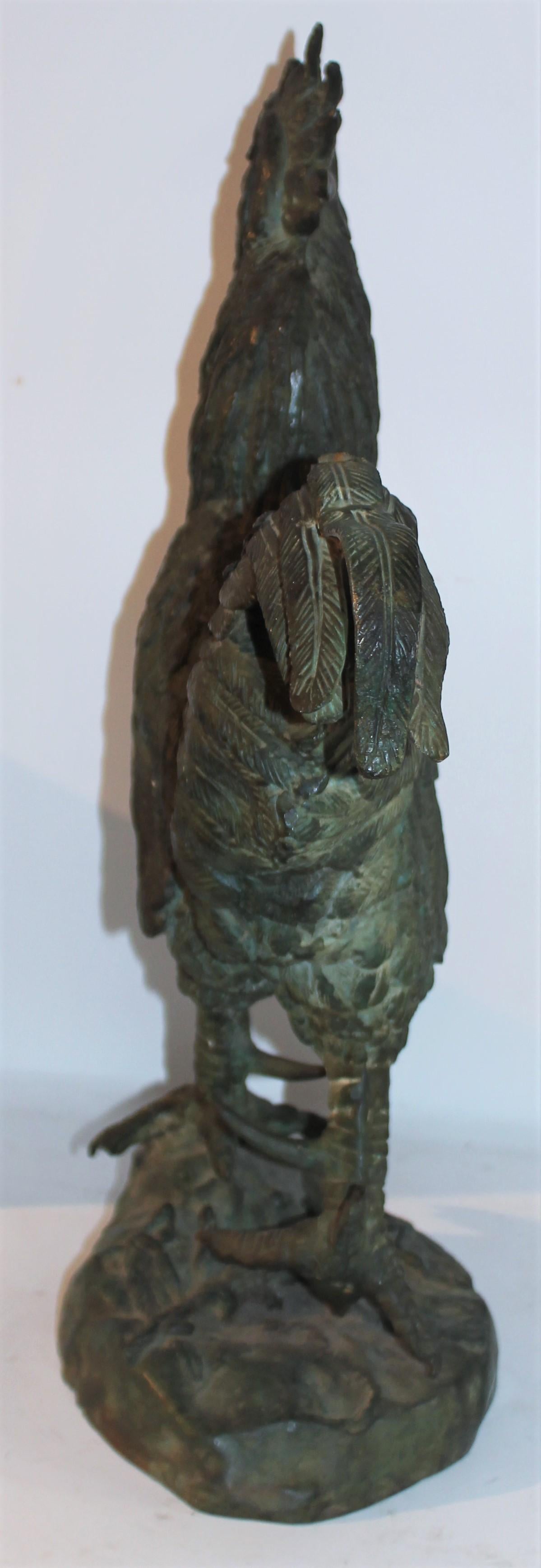 Adirondack Early 20thc Bronze Rooster Sculpture For Sale