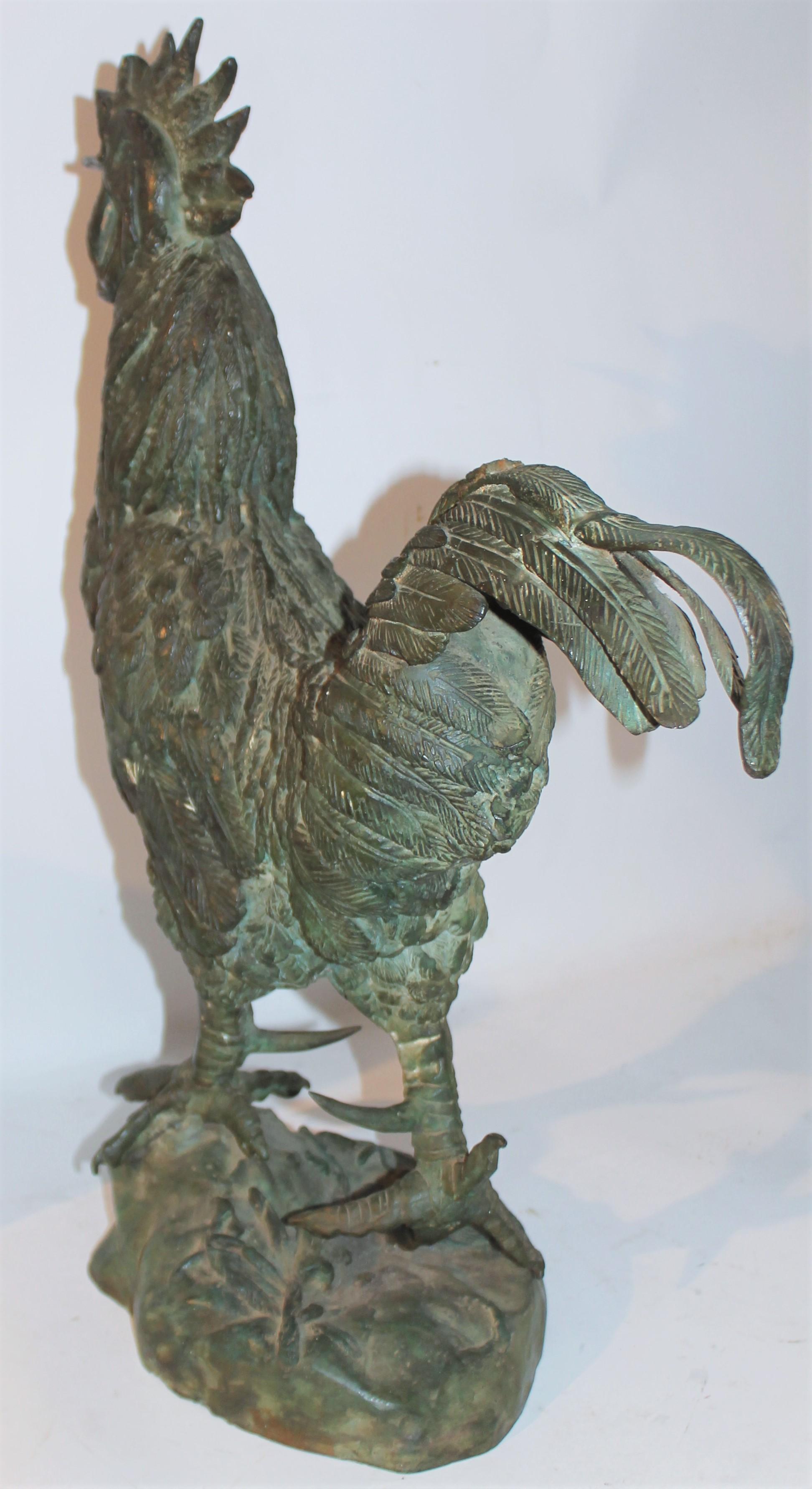 American Early 20thc Bronze Rooster Sculpture For Sale