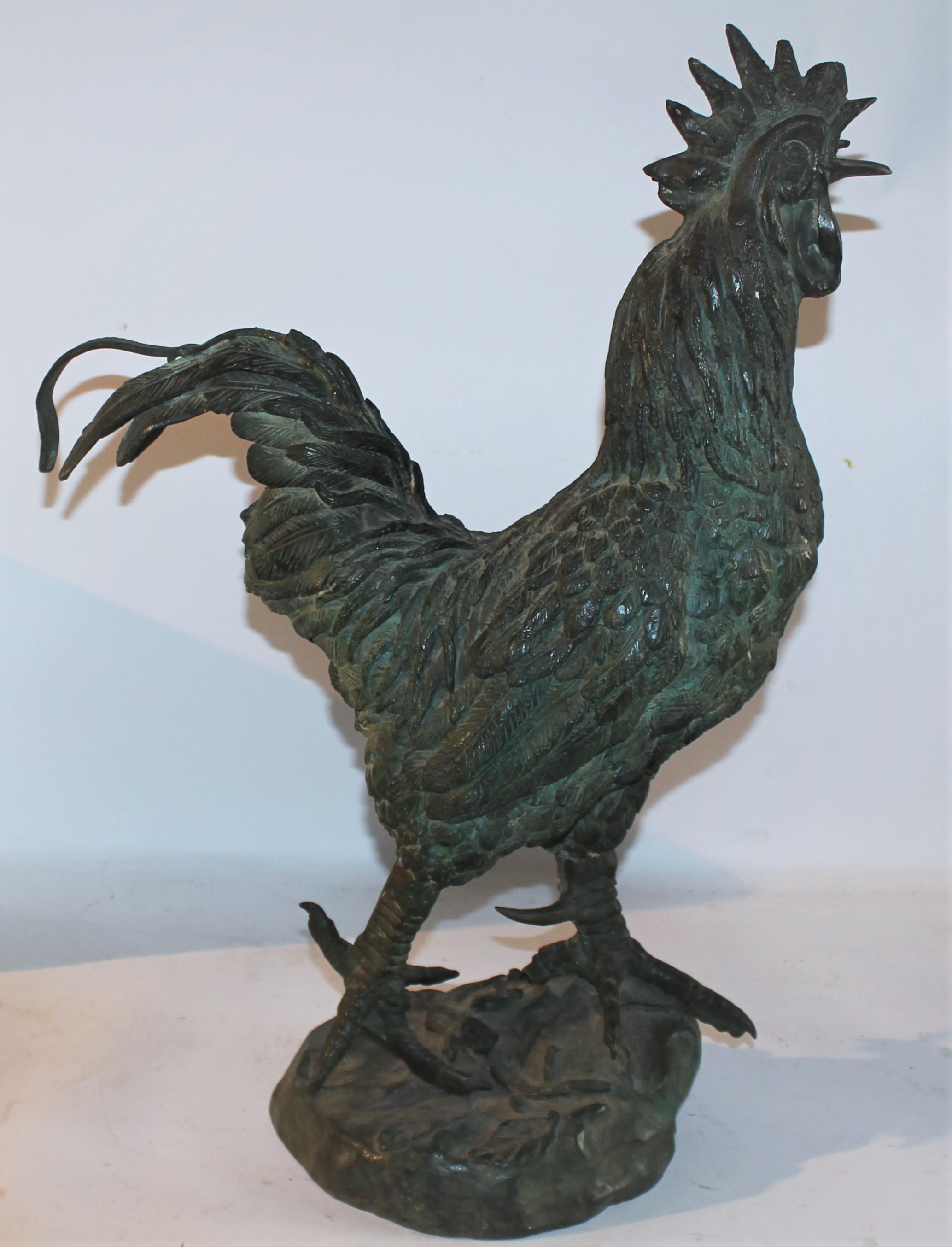 Early 20thc Bronze Rooster Sculpture In Good Condition For Sale In Los Angeles, CA
