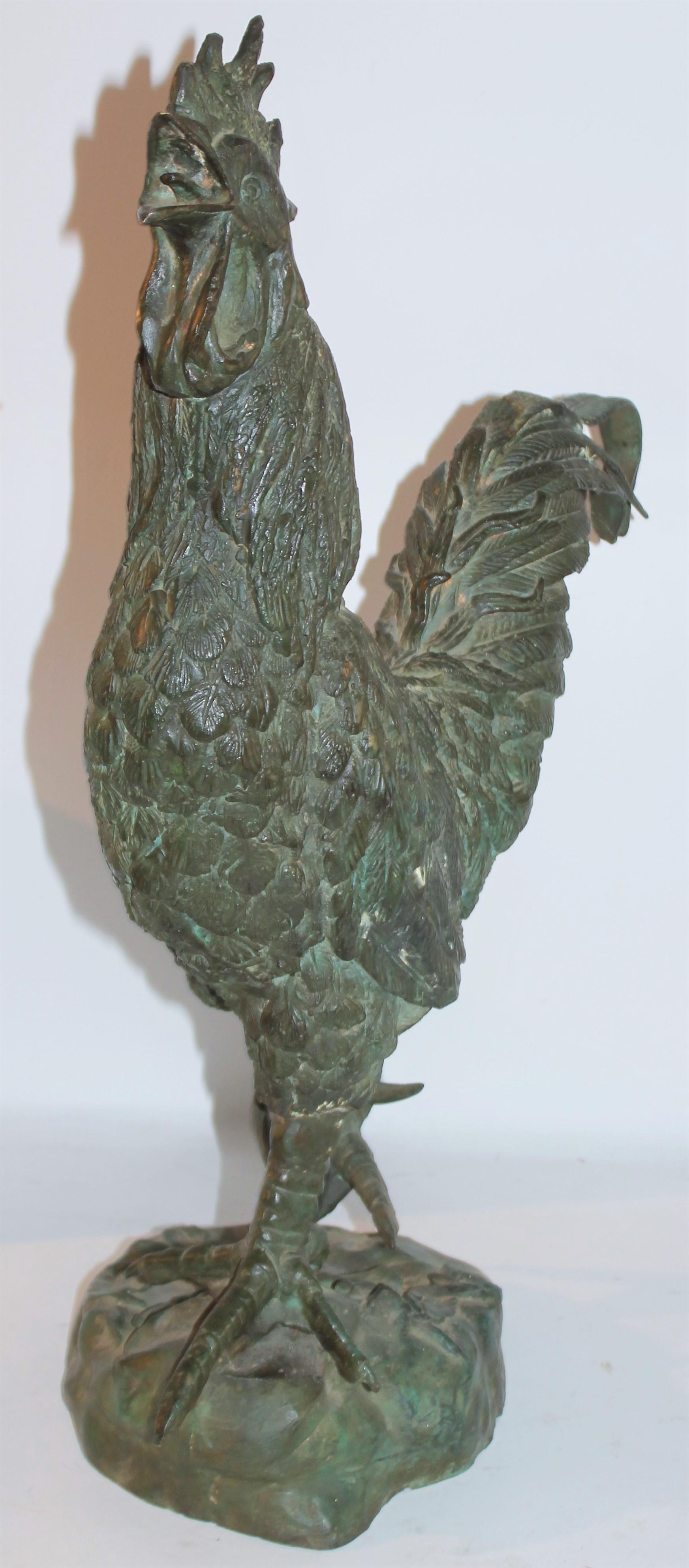 19th Century Early 20thc Bronze Rooster Sculpture For Sale